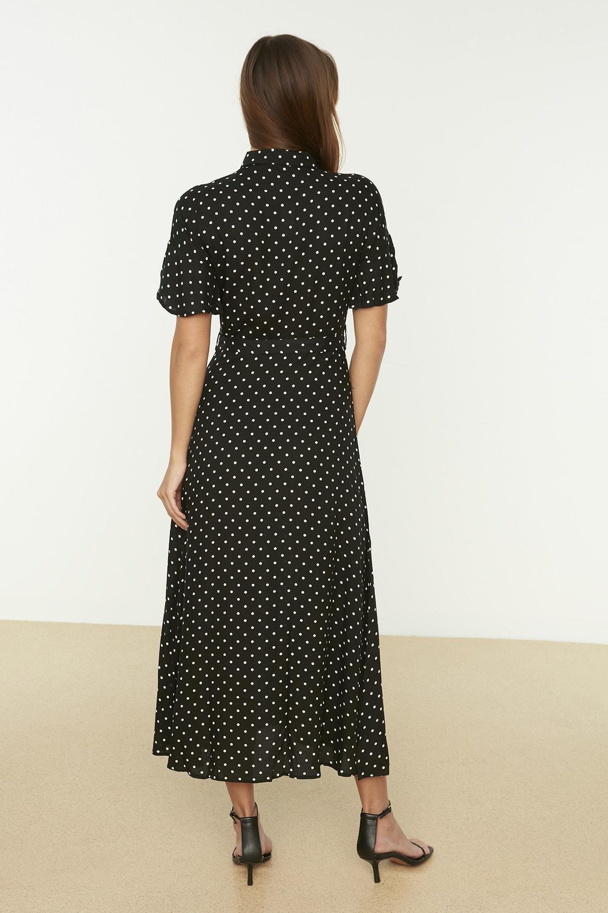 Black Polka Dot Shirt Dress, , large image number 8