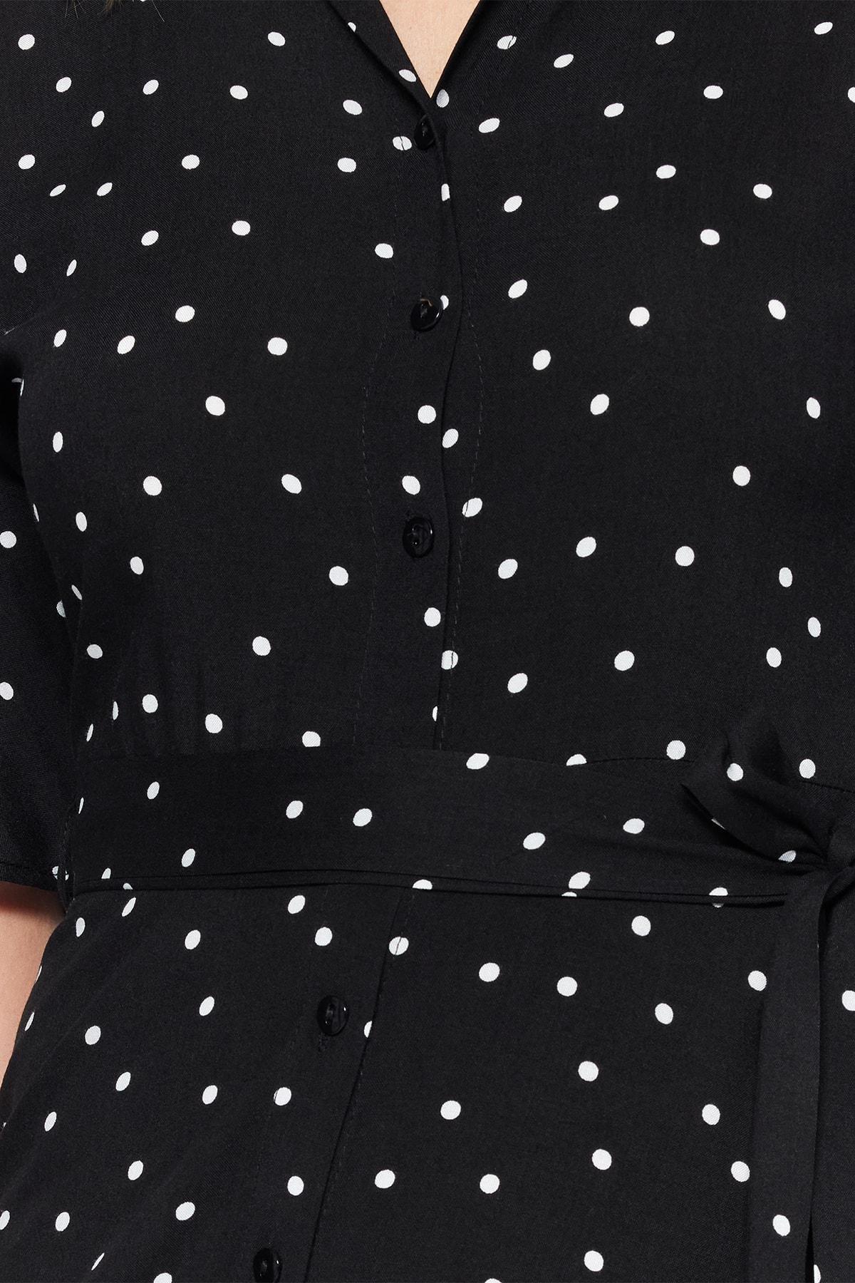 Black Polka Dot Shirt Dress, , large image number 9