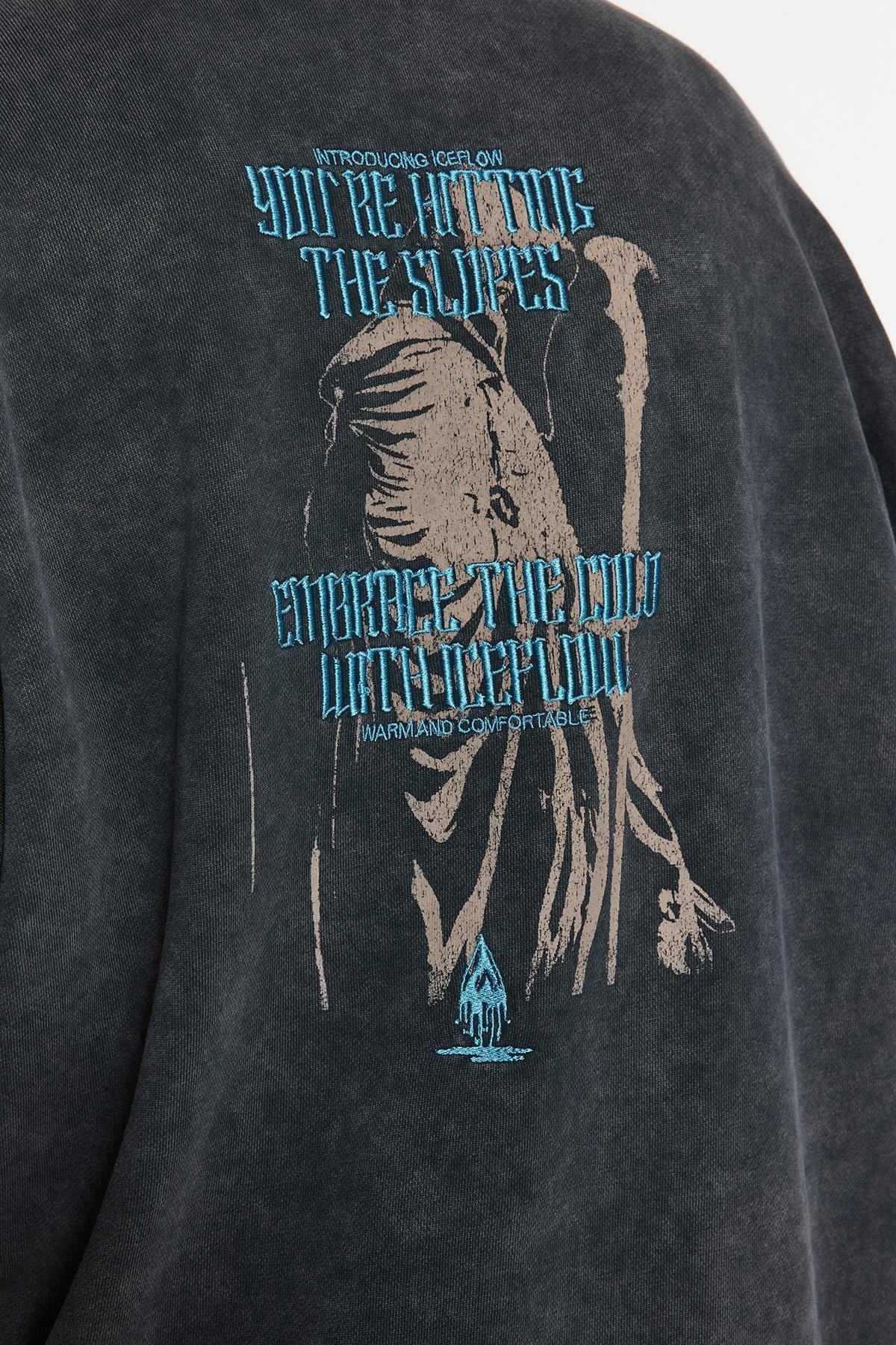 Grey Crew Neck Oversized Sweatshirt, , large image number 6