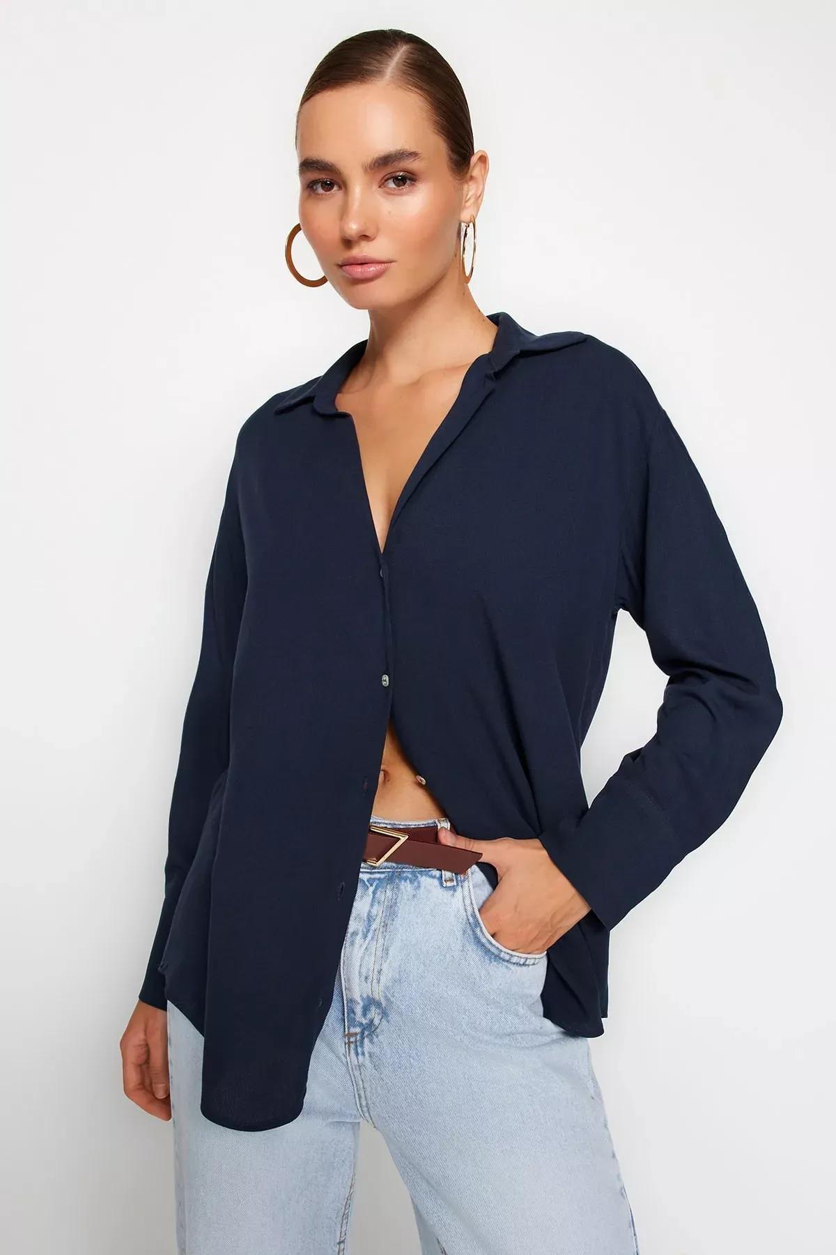 قميص منسوج، كحلي, Navy blue, large image number 2