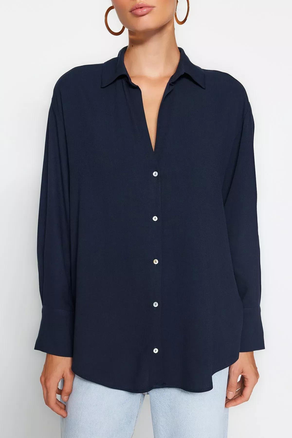 قميص منسوج، كحلي, Navy blue, large image number 5