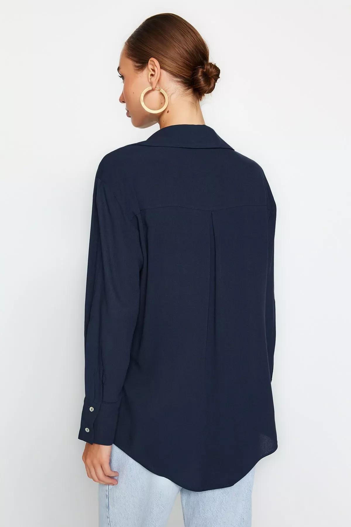 Navy Woven Shirt, Navy blue, large image number 6