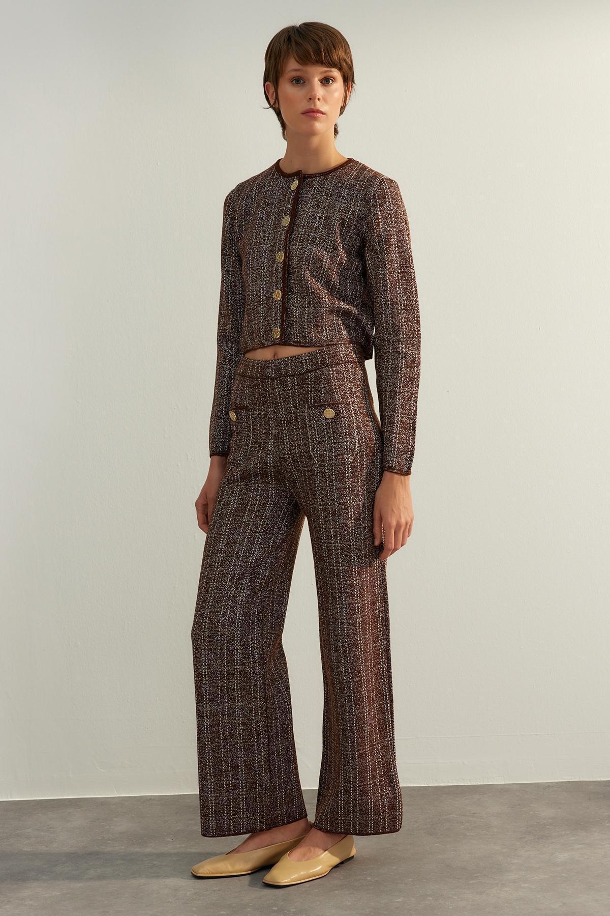 Trendyol - Brown Glittery Limited Edition Knitted Pants