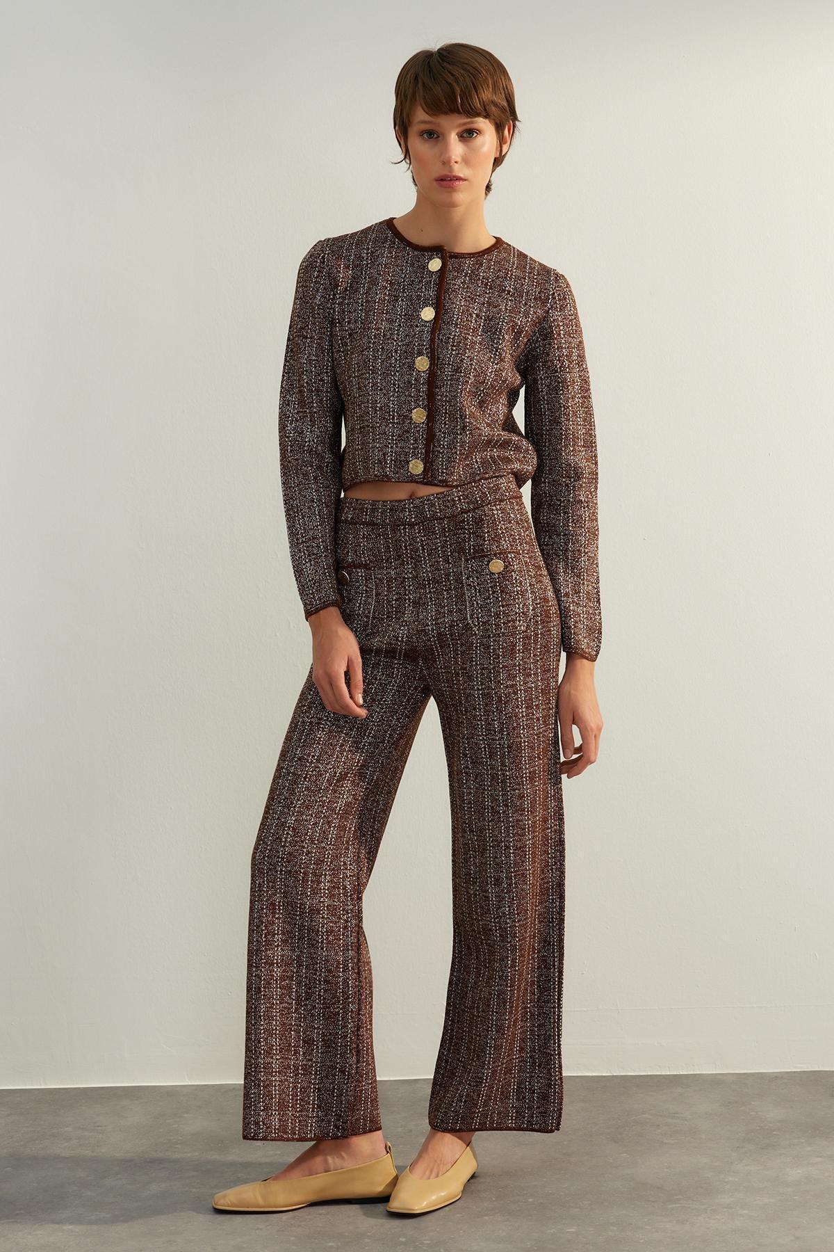 Trendyol - Brown Glittery Limited Edition Knitted Pants