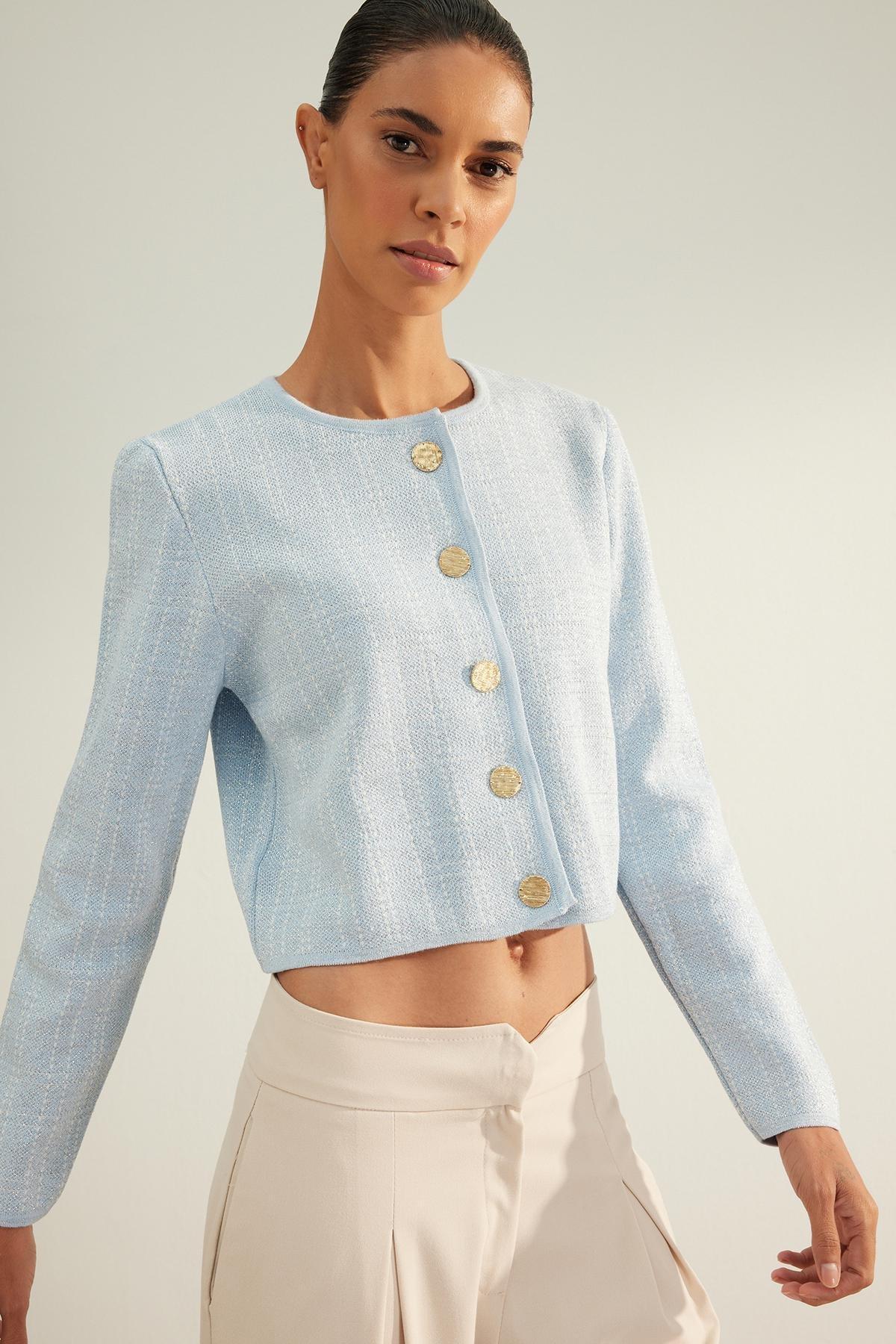 Trendyol - Blue Glitter Limited Edition Knitted Cardigan