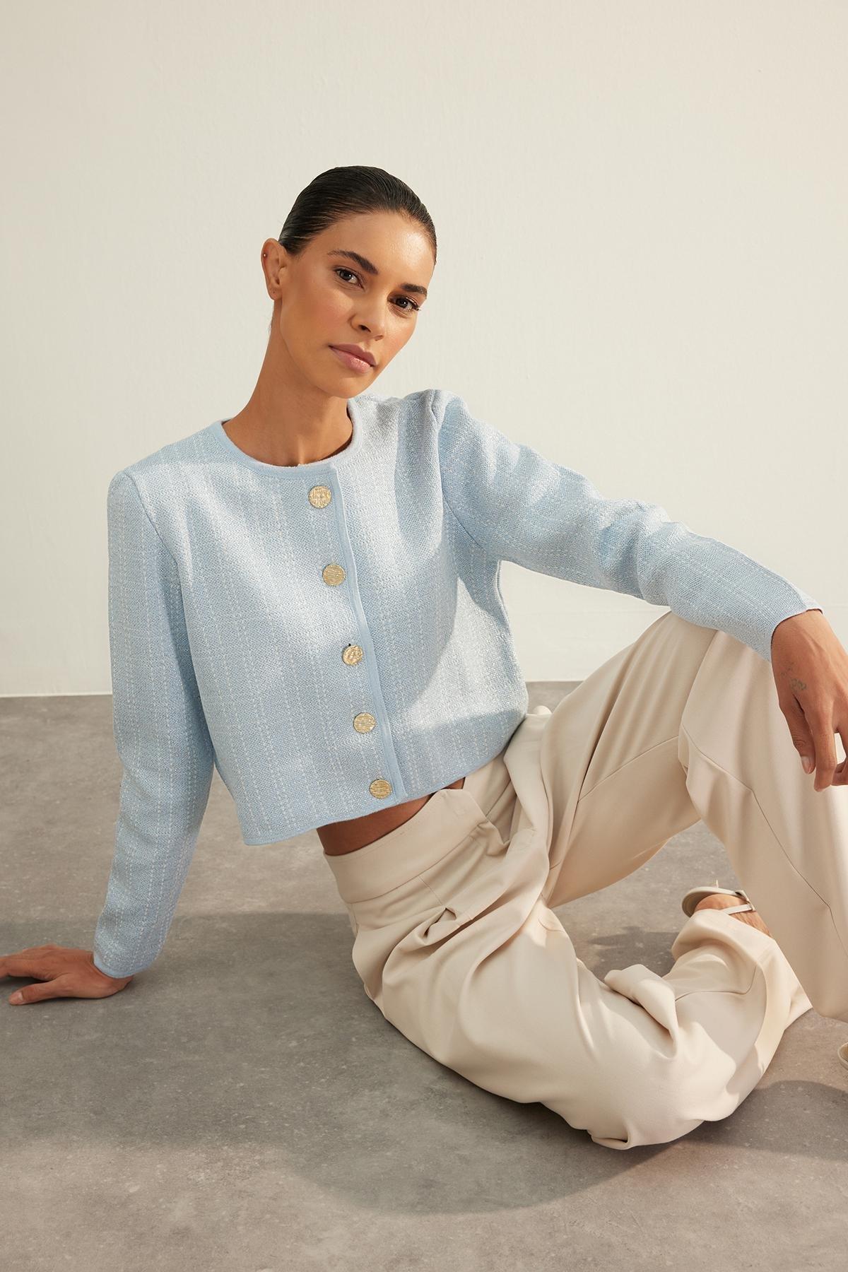 Blue Glitter Limited Edition Knitted Cardigan, , large image number 2