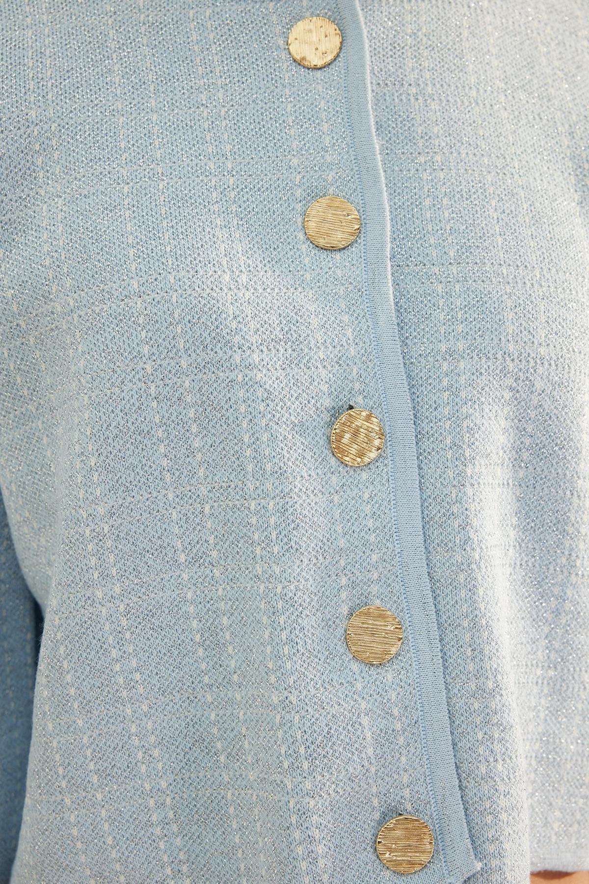 Trendyol - Blue Glitter Limited Edition Knitted Cardigan