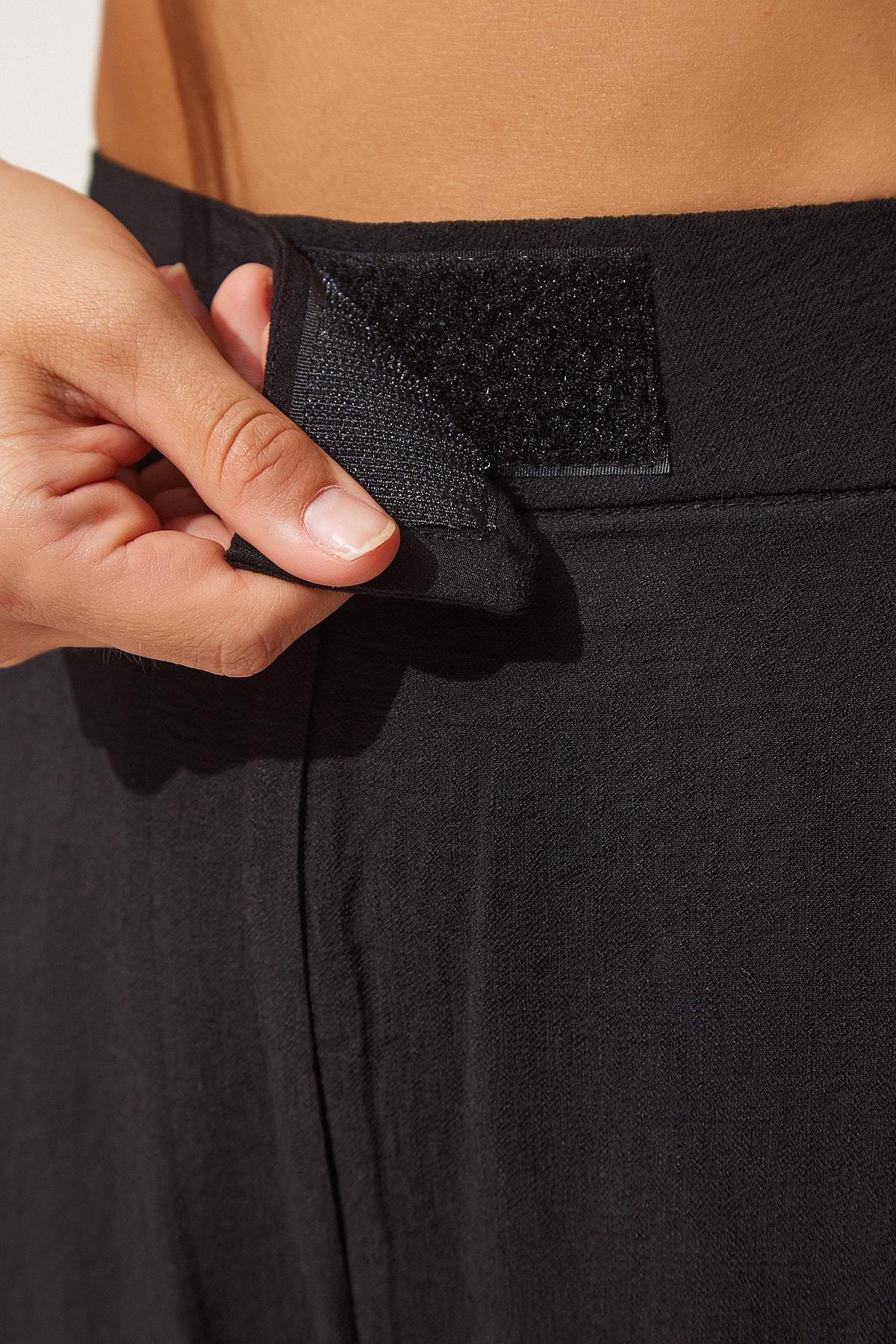 Black Flowy Linen Trousers, , large image number 3