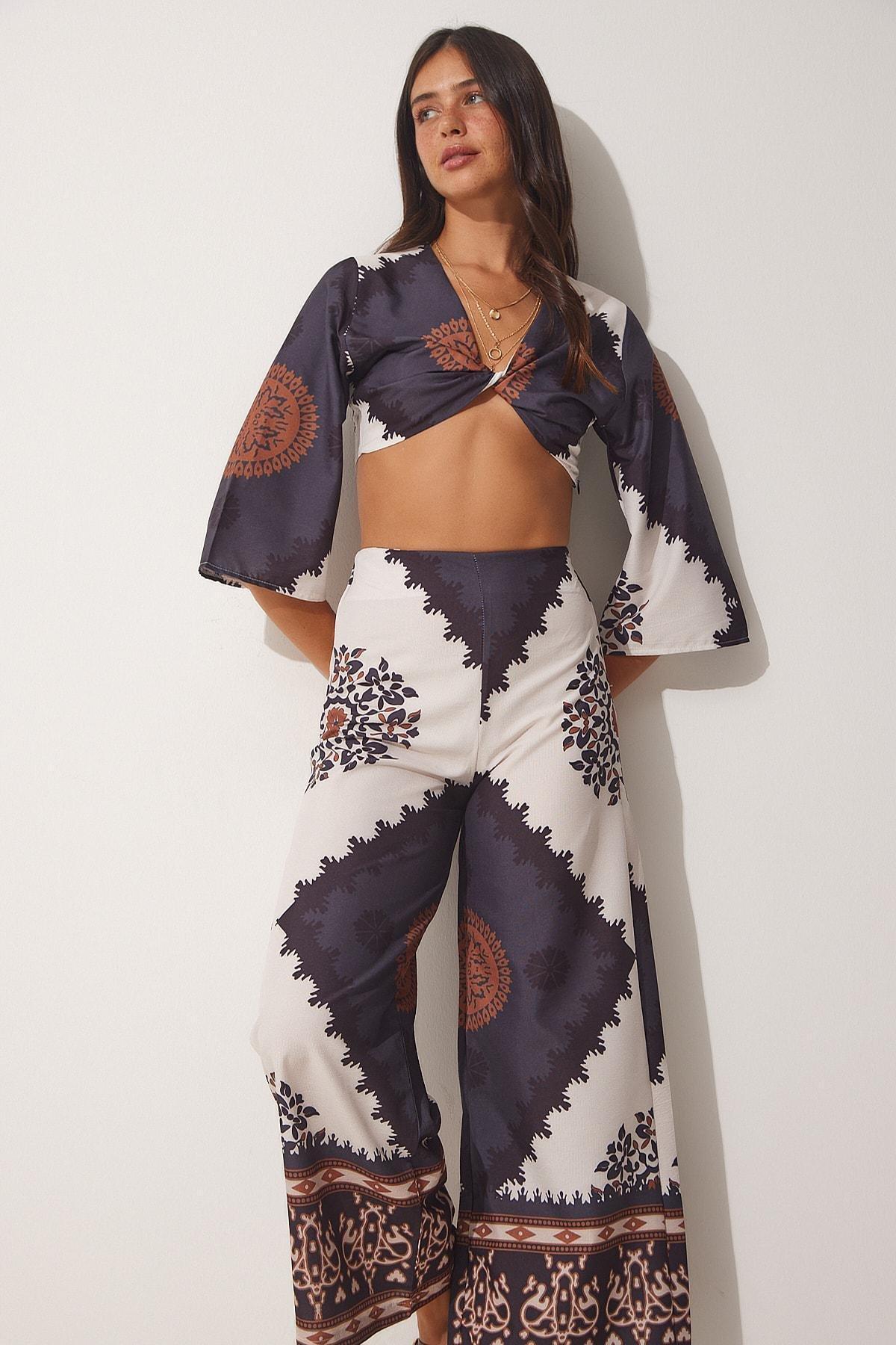 طقم صيفي بنمط منقوش، ألوان متعددة, BLACK, large image number 2