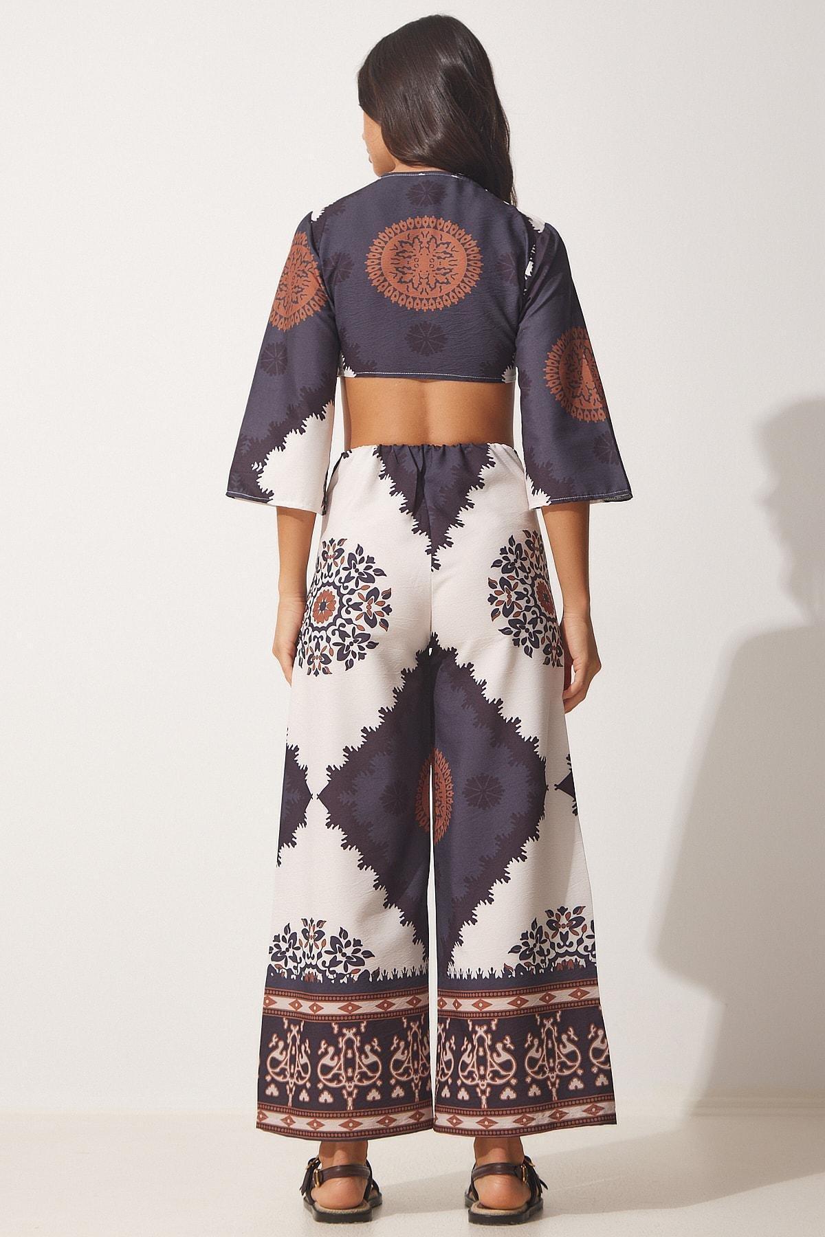 طقم صيفي بنمط منقوش، ألوان متعددة, BLACK, large image number 3