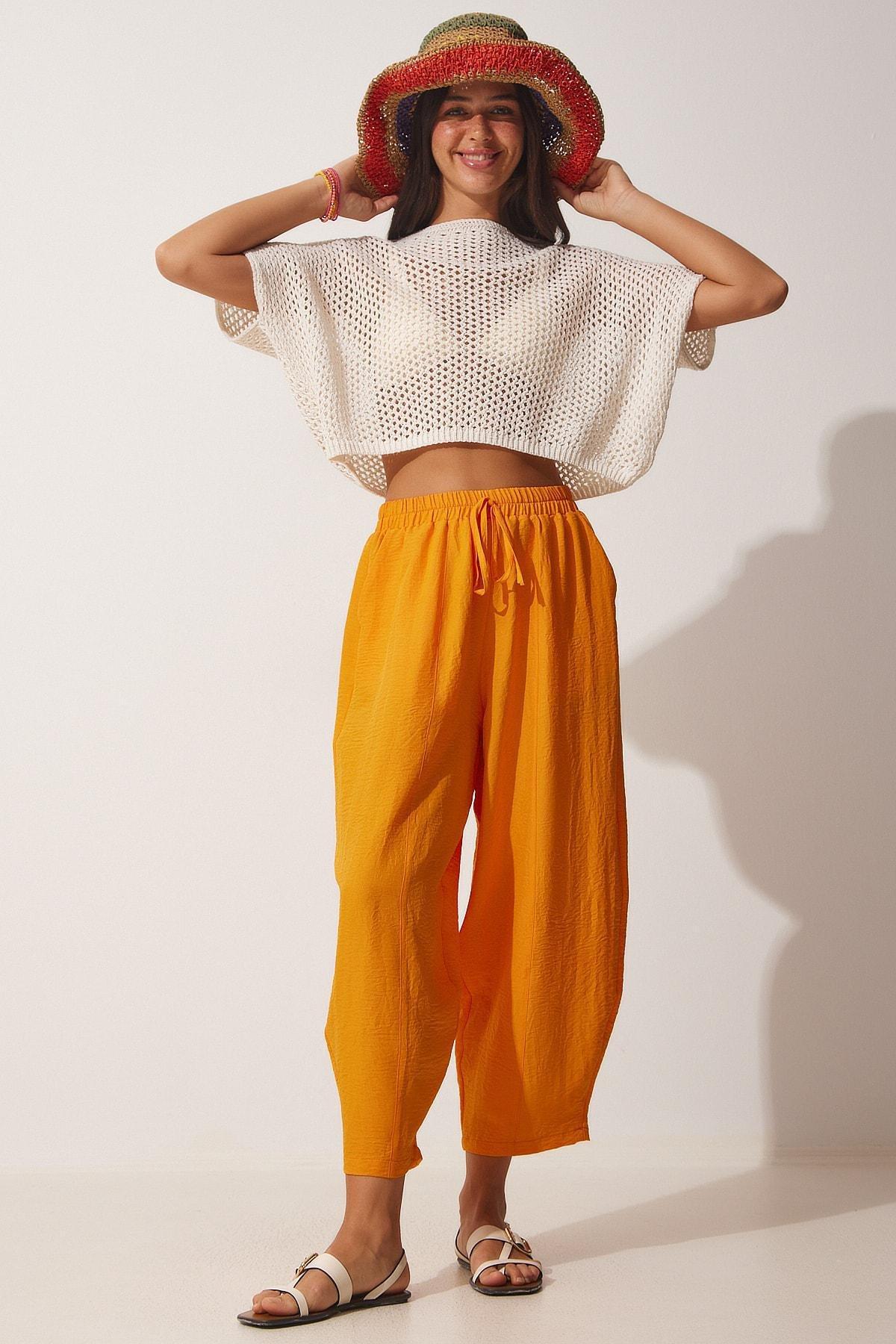 Orange Pocketed Auxiliary Baggy Pants, , large image number 0