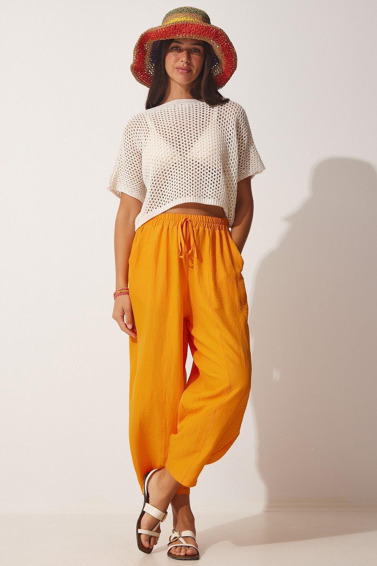 Orange Pocketed Auxiliary Baggy Pants, , large image number 1