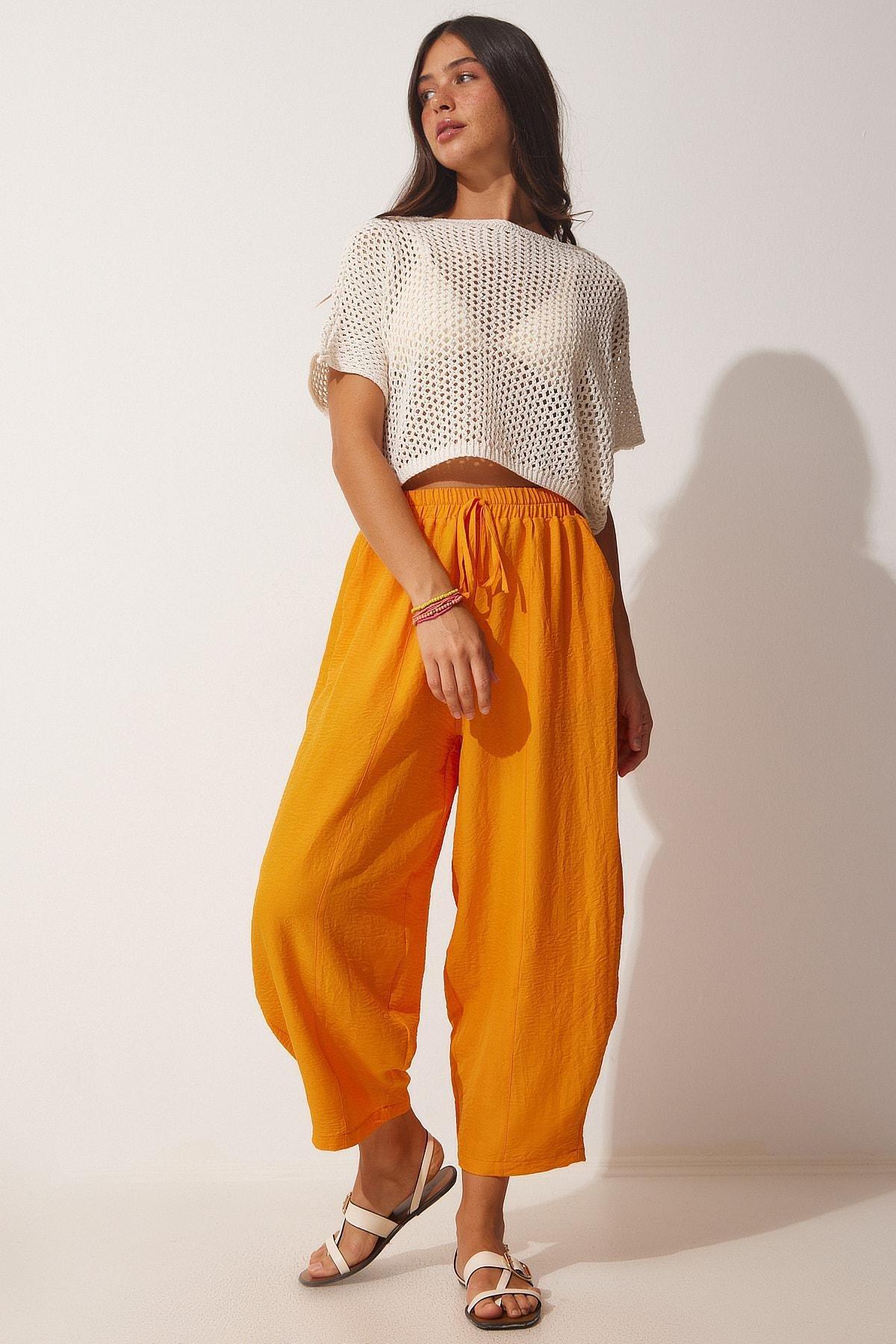 Orange Pocketed Auxiliary Baggy Pants, , large image number 2