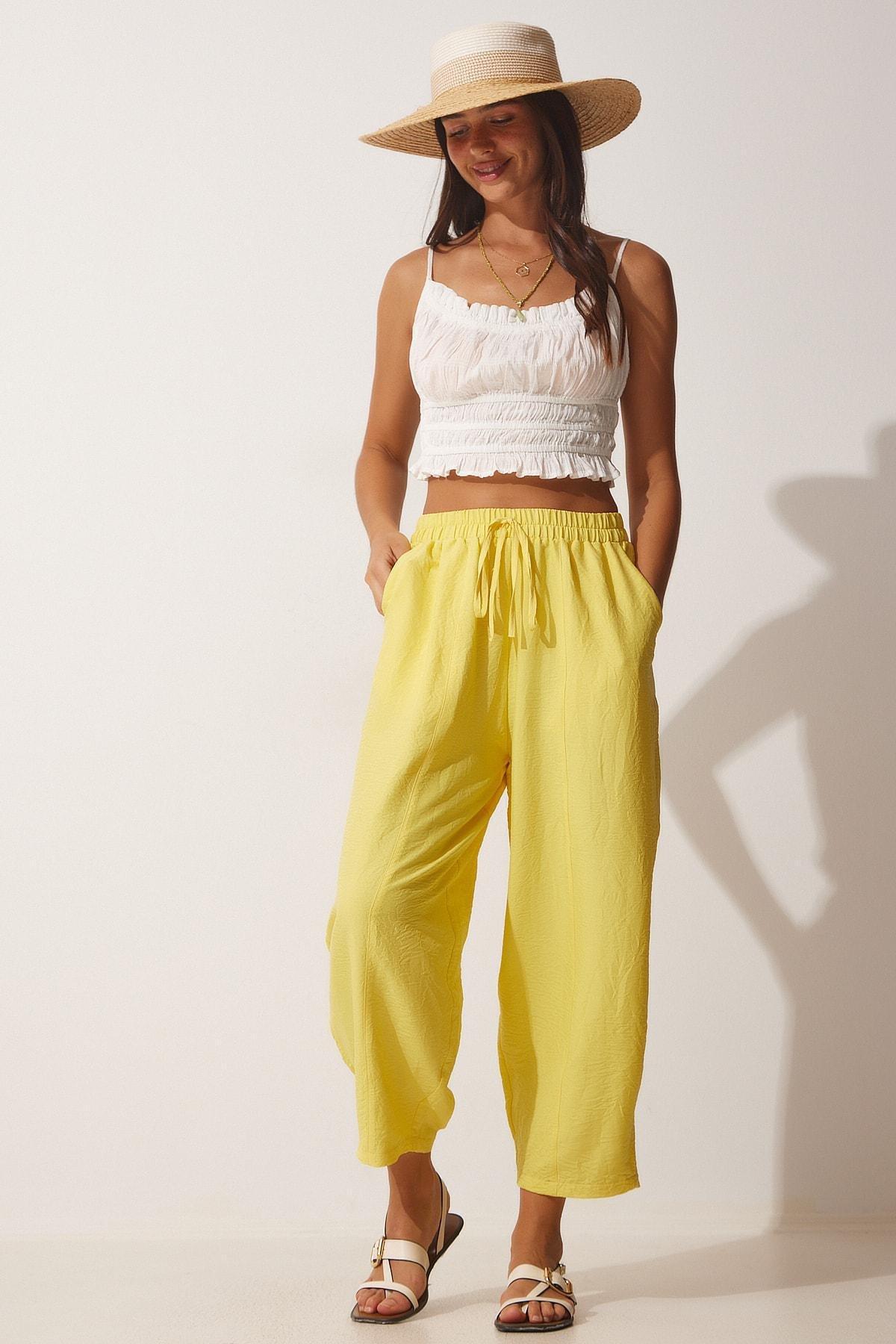 Yellow Pocket Sweater Baggy Pants, , large image number 3