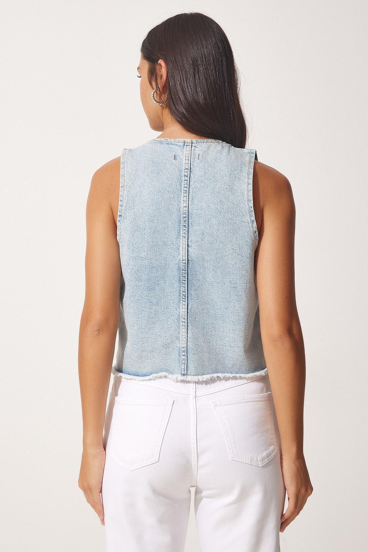 Blue Denim Vest, ICE BLUE, large image number 2