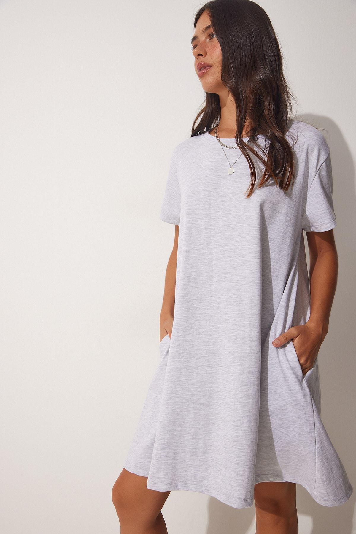 Happiness Istanbul - Grey Cotton Daily Knit Dress