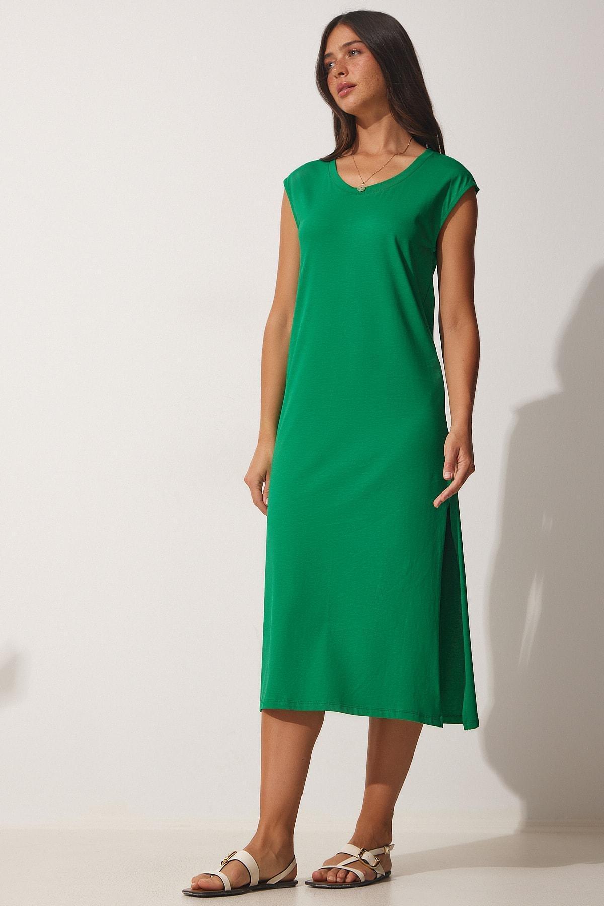 Green Sleeveless Daily Knitted Dress, Green, large image number 0