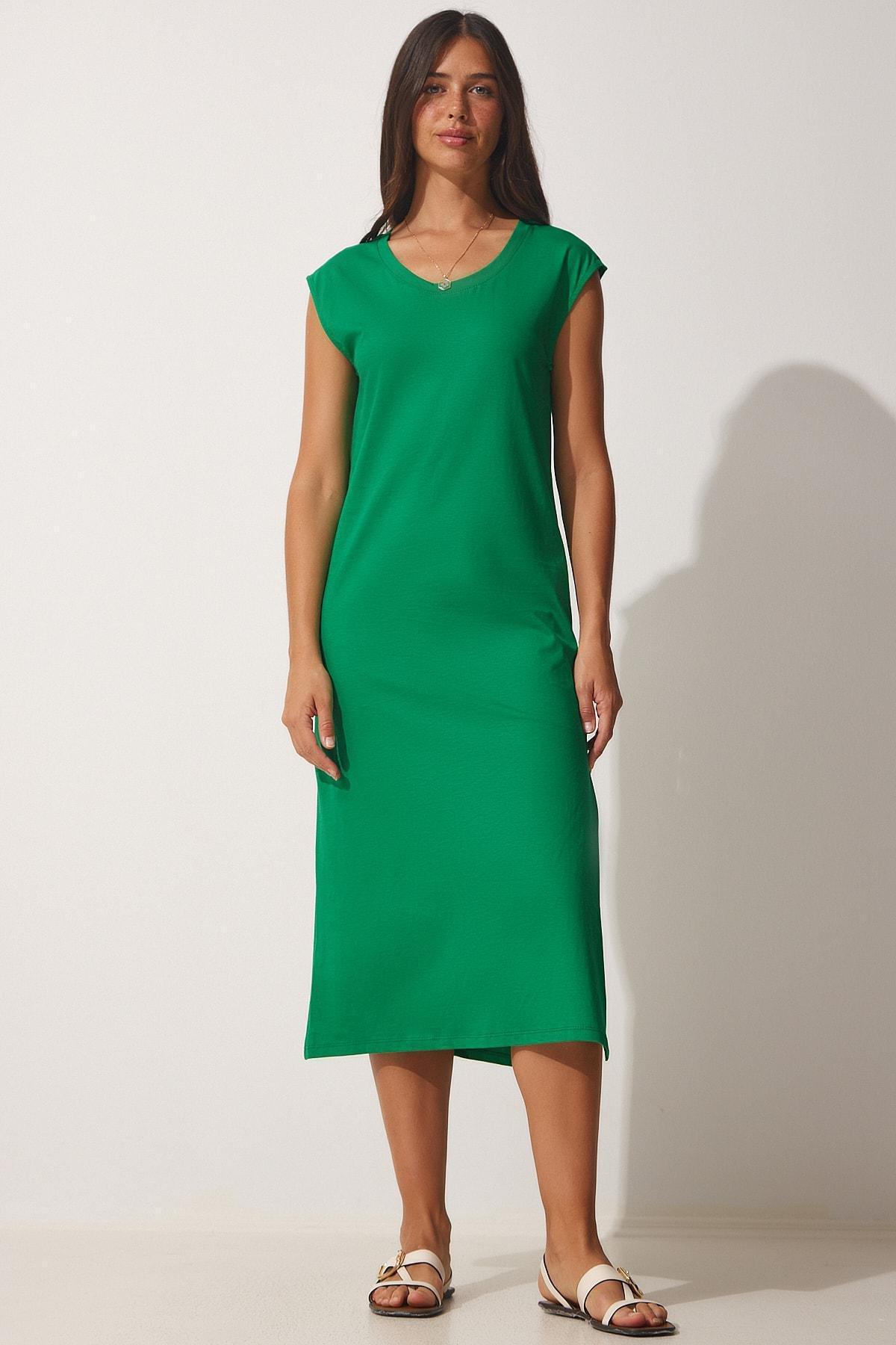 Green Sleeveless Daily Knitted Dress, Green, large image number 3