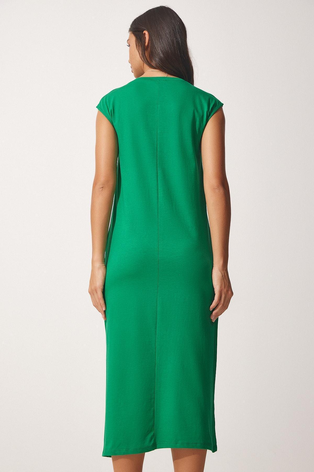 Green Sleeveless Daily Knitted Dress, Green, large image number 4