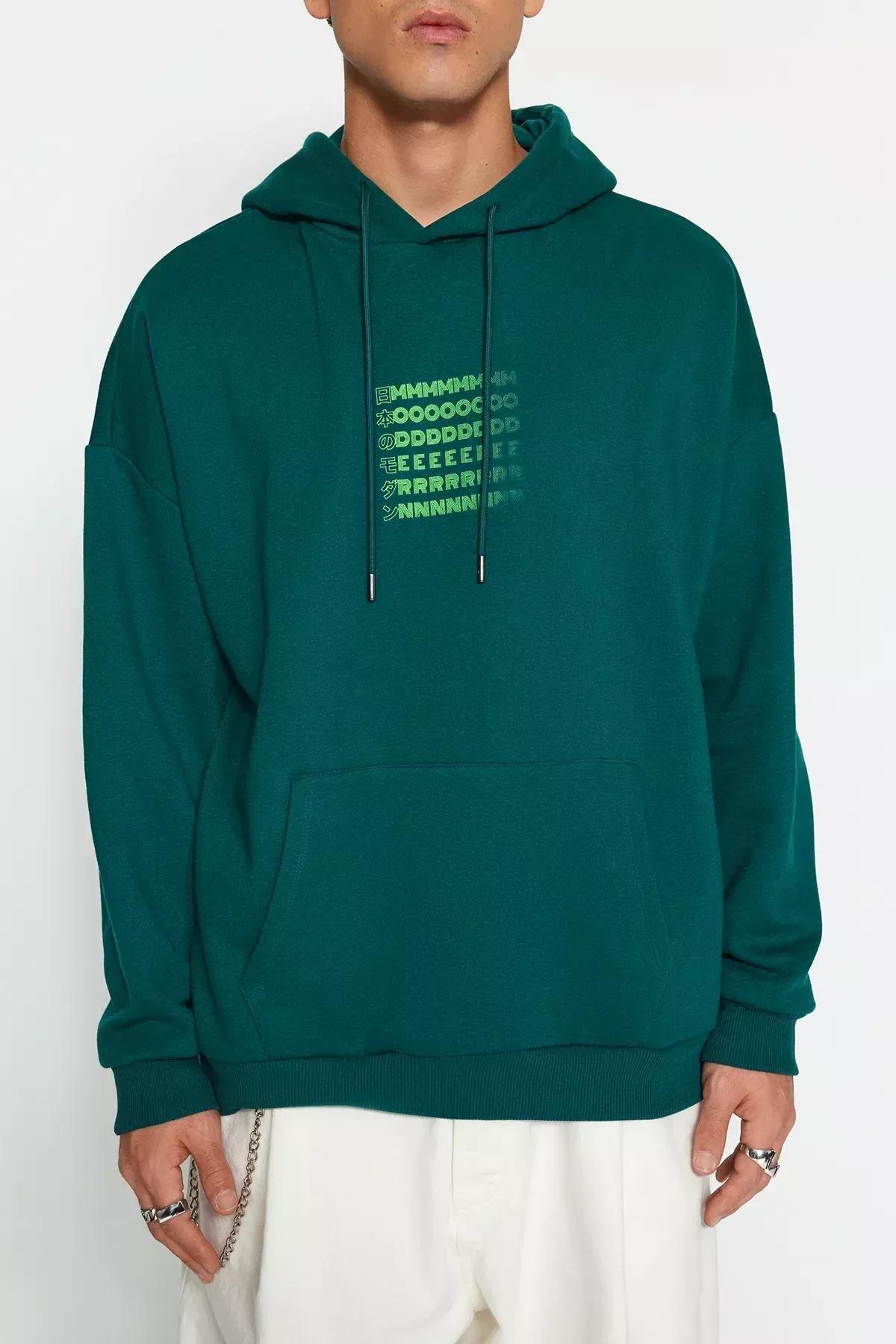 Green Oversized Printed Sweatshirt, , large image number 3