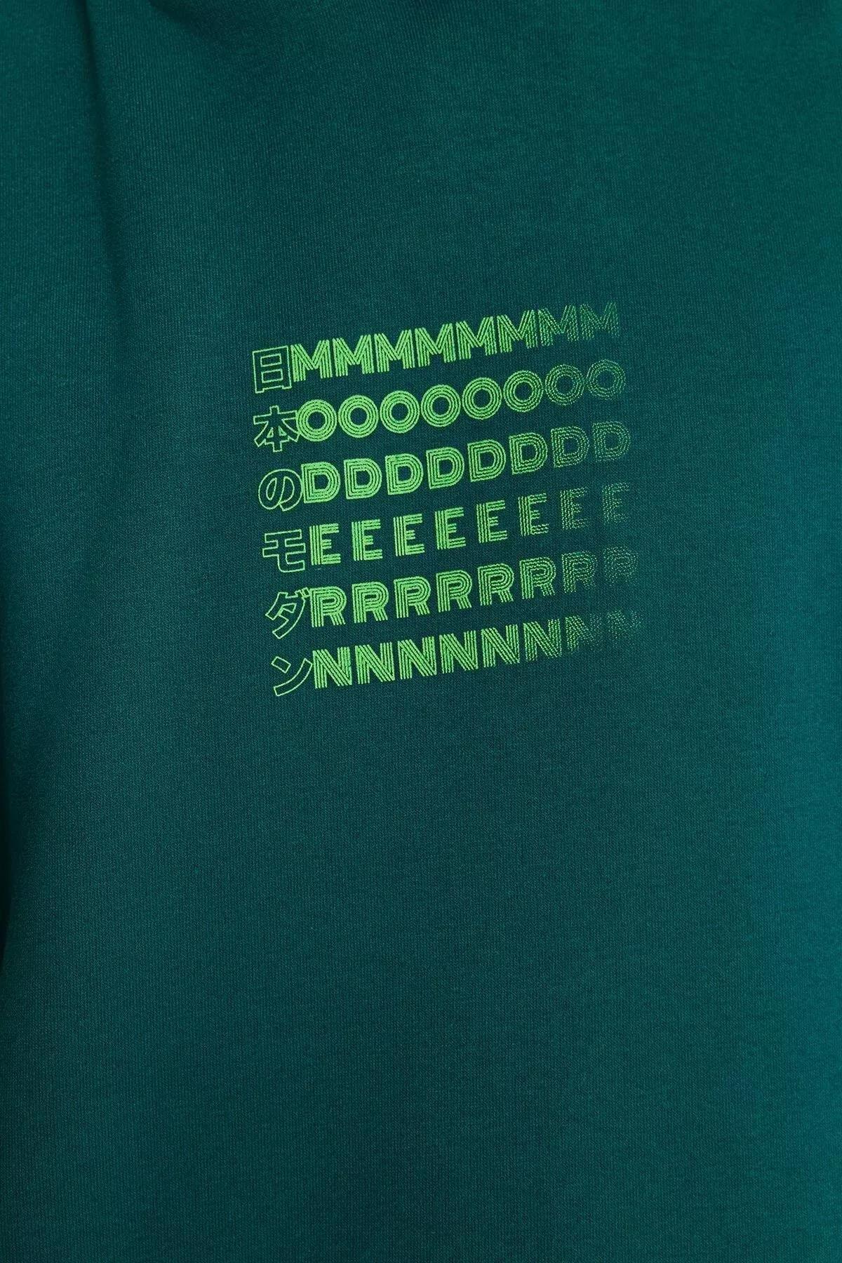 Green Oversized Printed Sweatshirt, , large image number 4