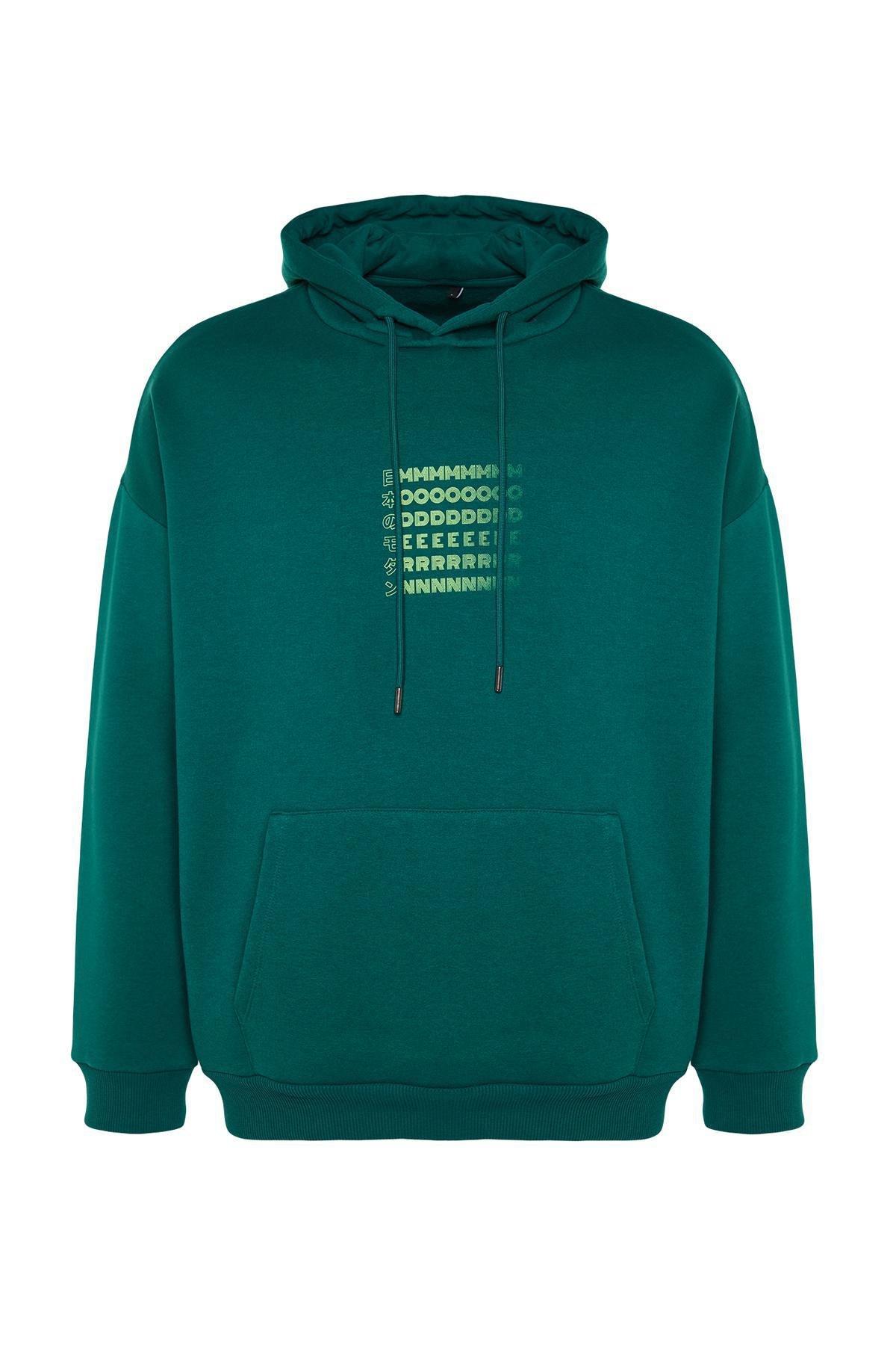 Green Oversized Printed Sweatshirt, , large image number 6