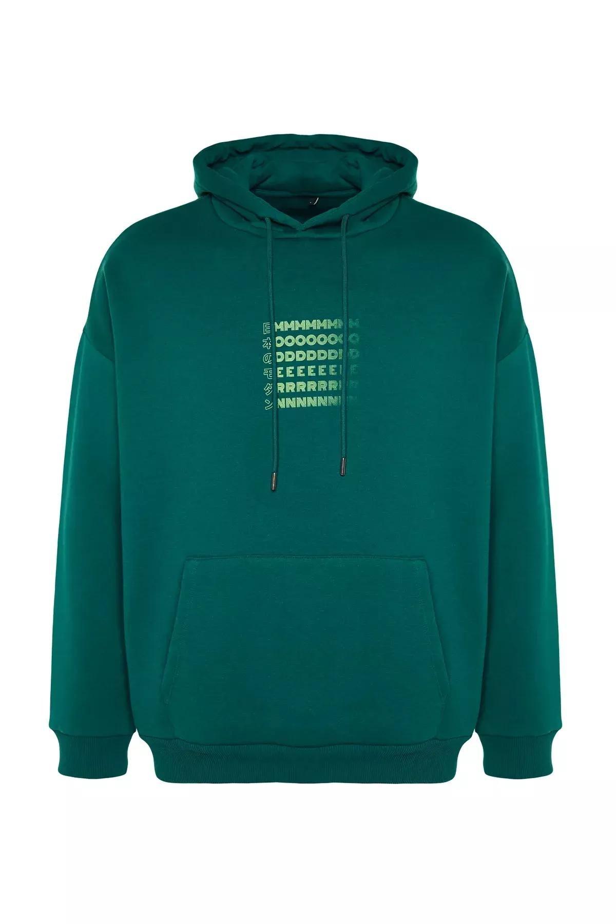 Green Oversized Printed Sweatshirt, , large image number 6