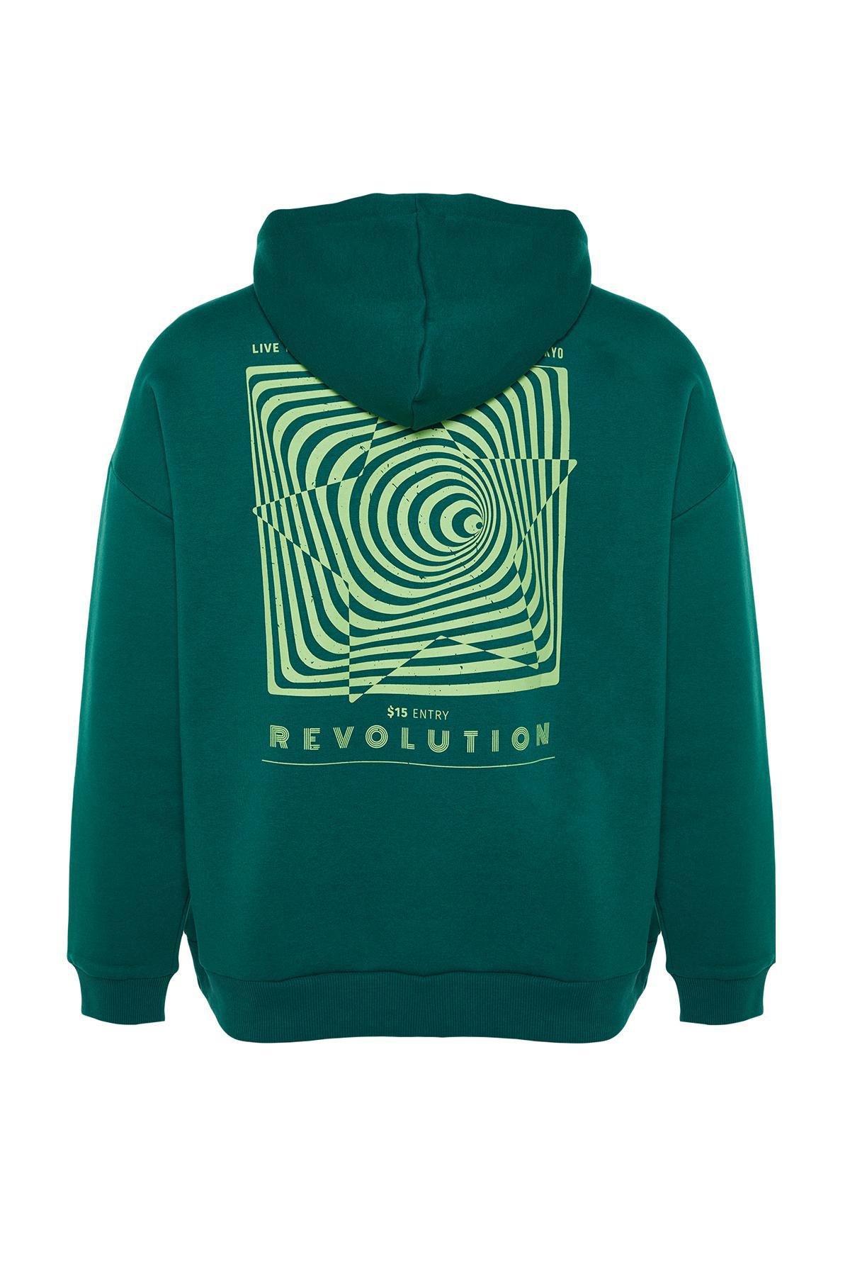 Green Oversized Printed Sweatshirt, , large image number 7