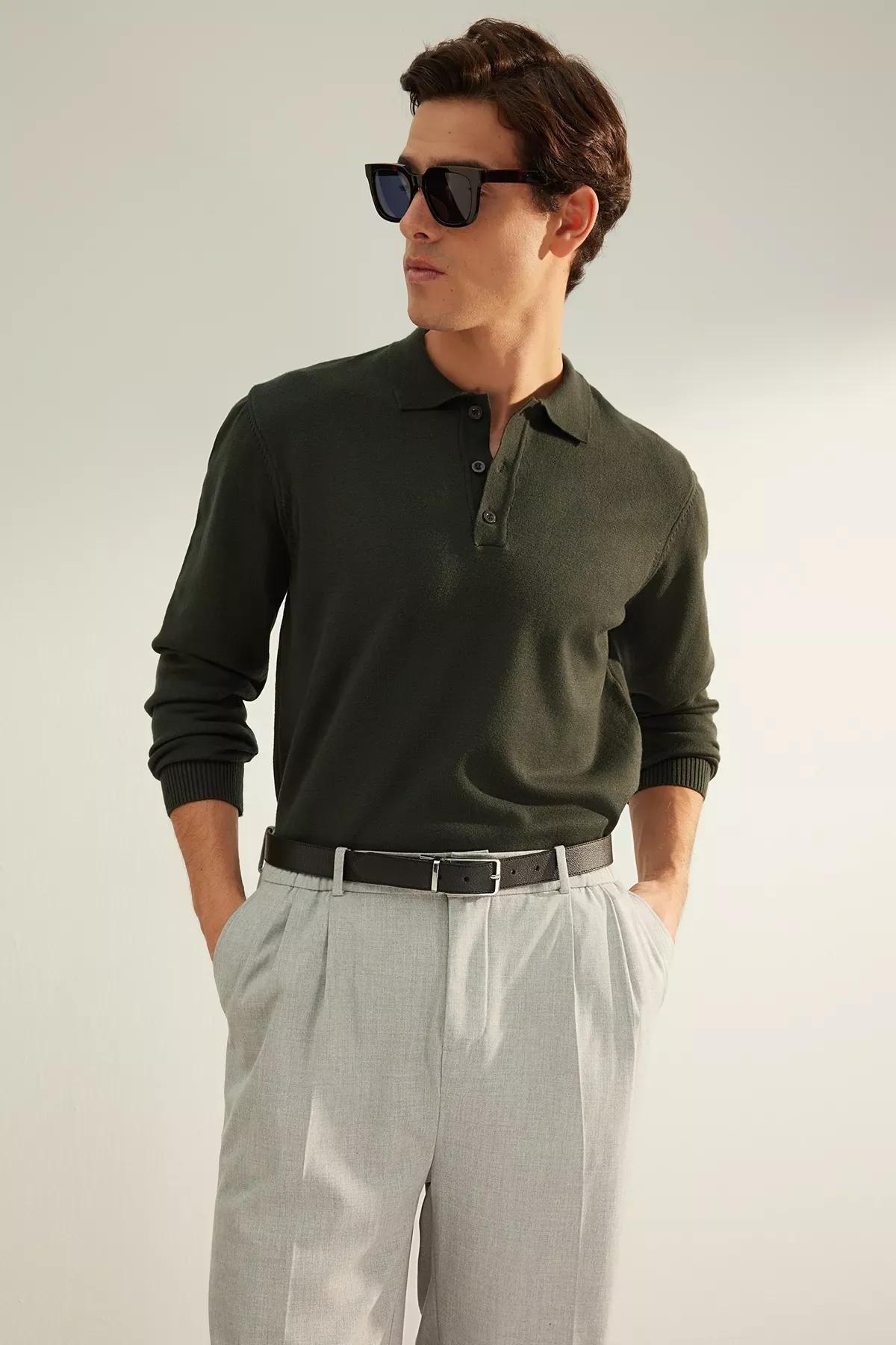 Green Polo Neck Limited Edition Knitwear Sweater, Dark green, large image number 0