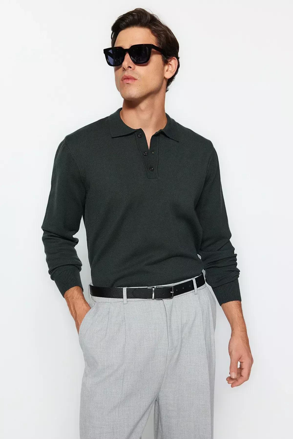 Green Polo Neck Limited Edition Knitwear Sweater, Dark green, large image number 2