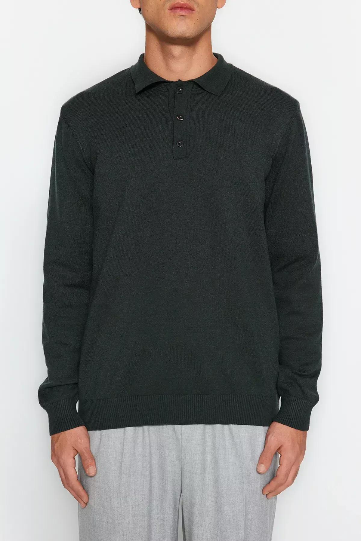 Green Polo Neck Limited Edition Knitwear Sweater, Dark green, large image number 3