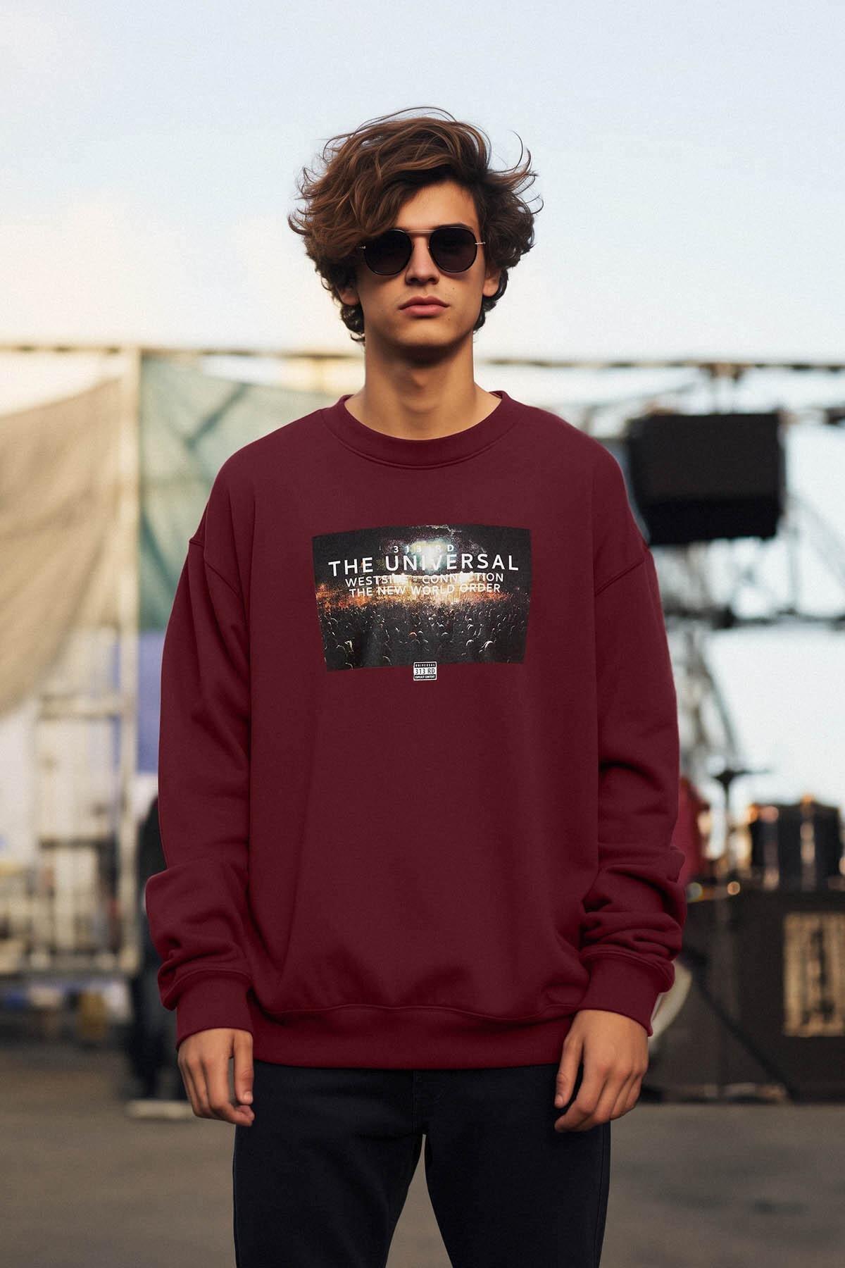 Red Oversized Crew Neck Printed Sweatshirt, C101_1486, large image number 0