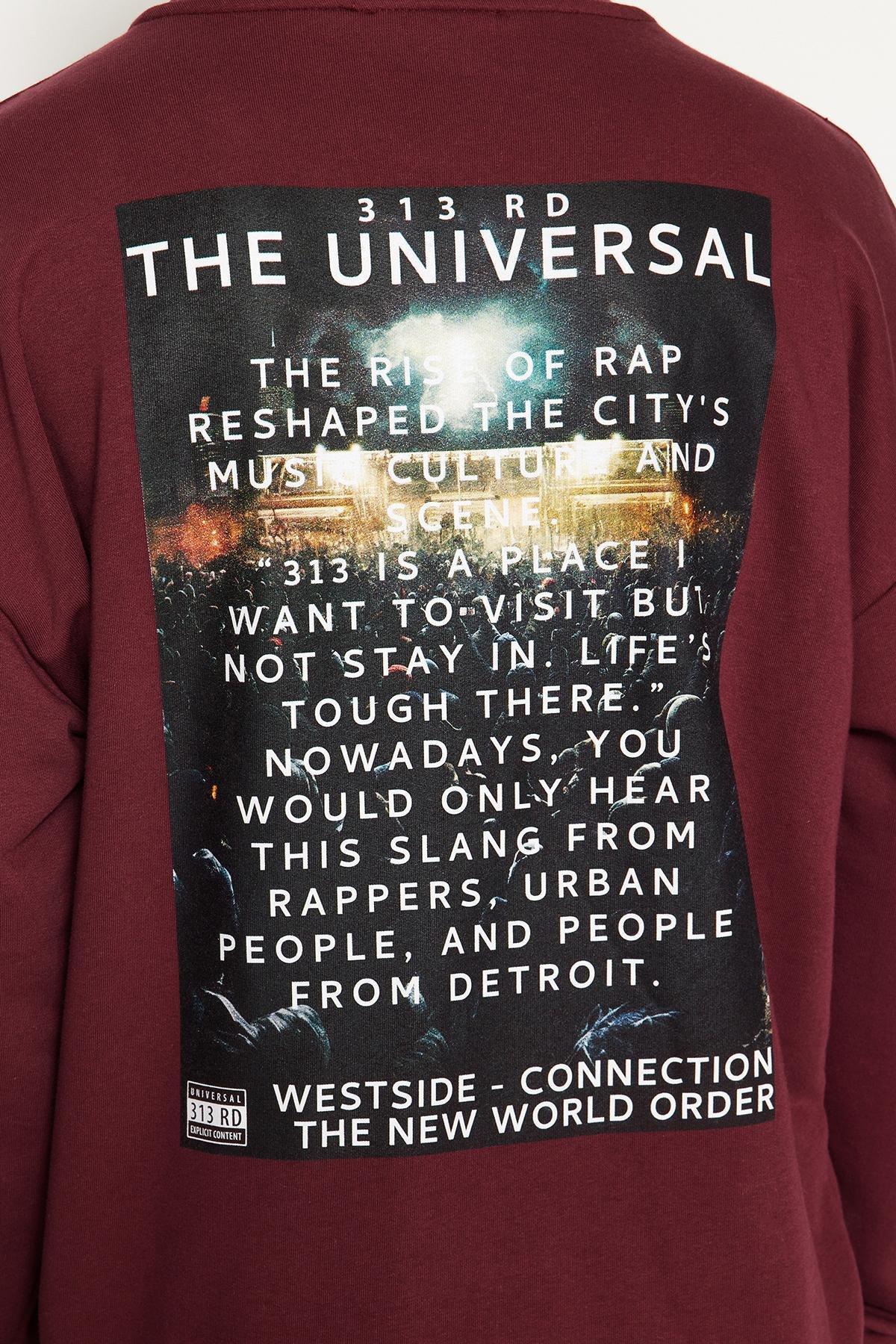 Red Oversized Crew Neck Printed Sweatshirt, C101_1486, large image number 6