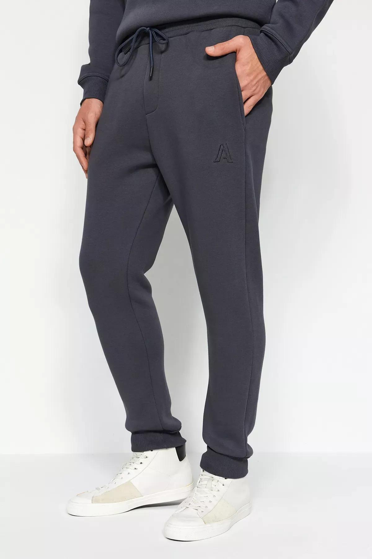 Grey Embroidered Jogger Sweatpants, C101_1435, medium