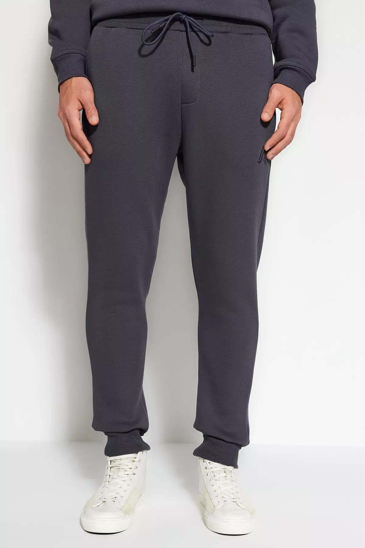Grey Embroidered Jogger Sweatpants, C101_1435, large image number 4