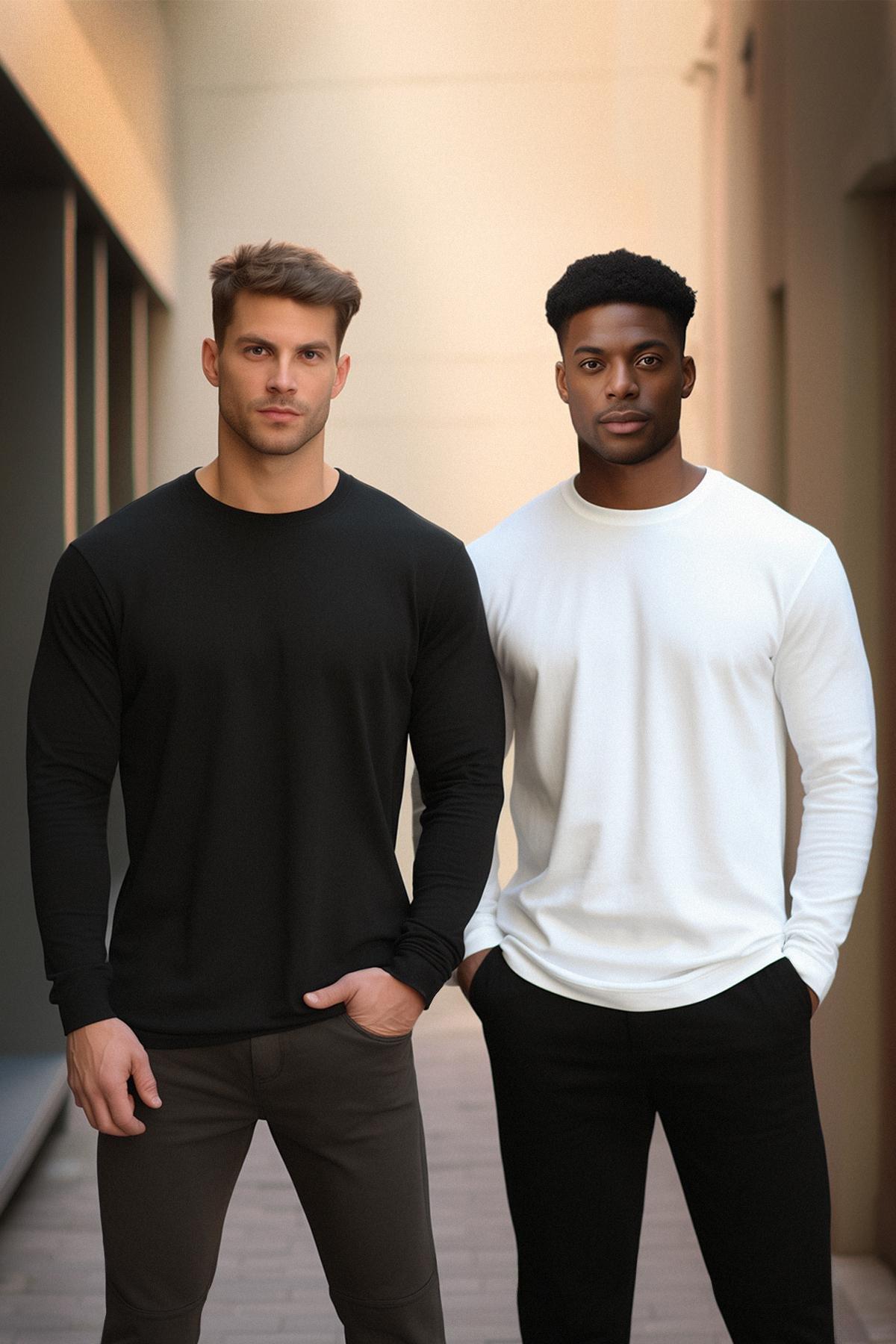 Multicolour Long Sleeve Basic T-Shirt, Set Of 2, , large image number 0