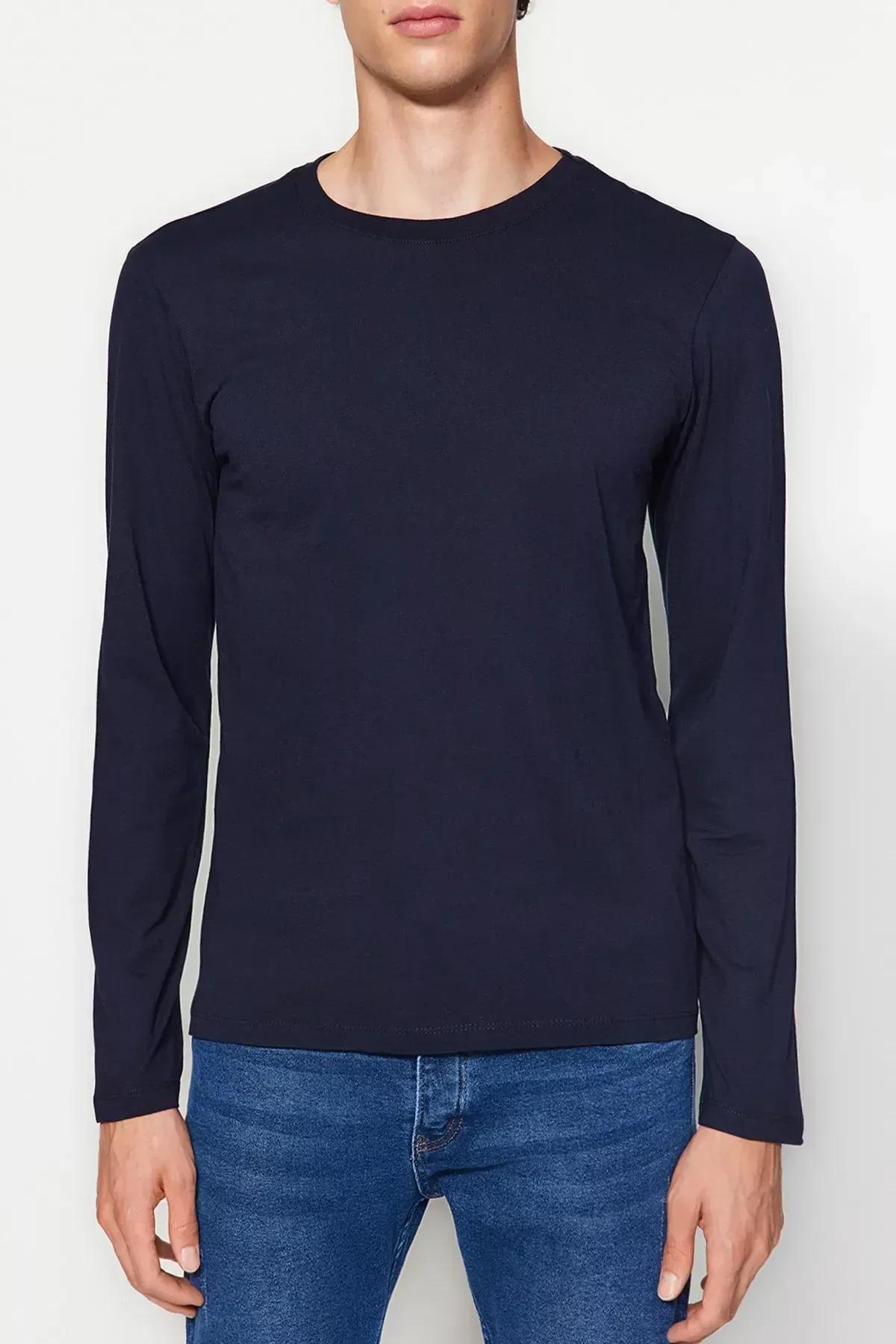 Multicolour Basic T-Shirt, Set Of 2, Navy Blue-Beige, large image number 7