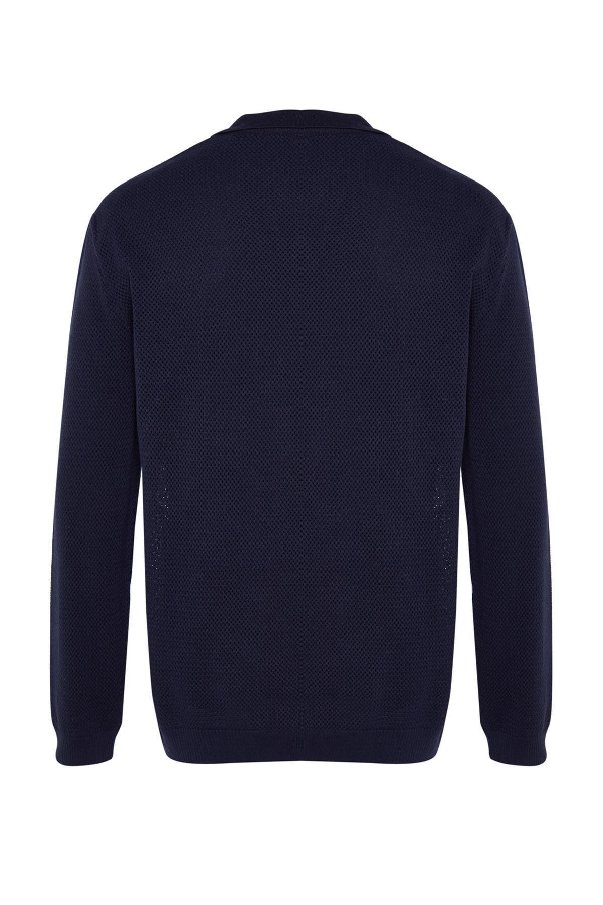 Trendyol - Blue Polo Neck Detailed Knitted Sweater