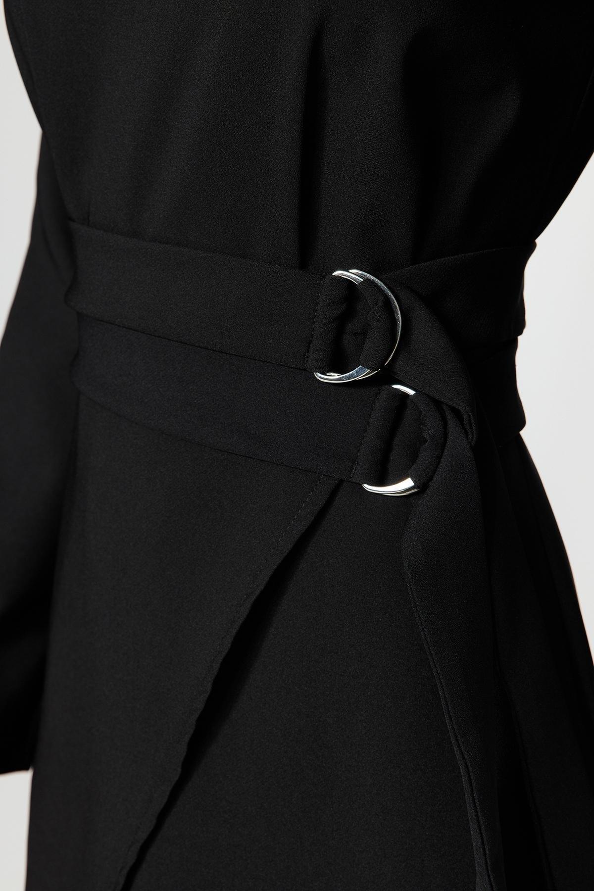 Black Collared A-Line Dress, , large image number 4