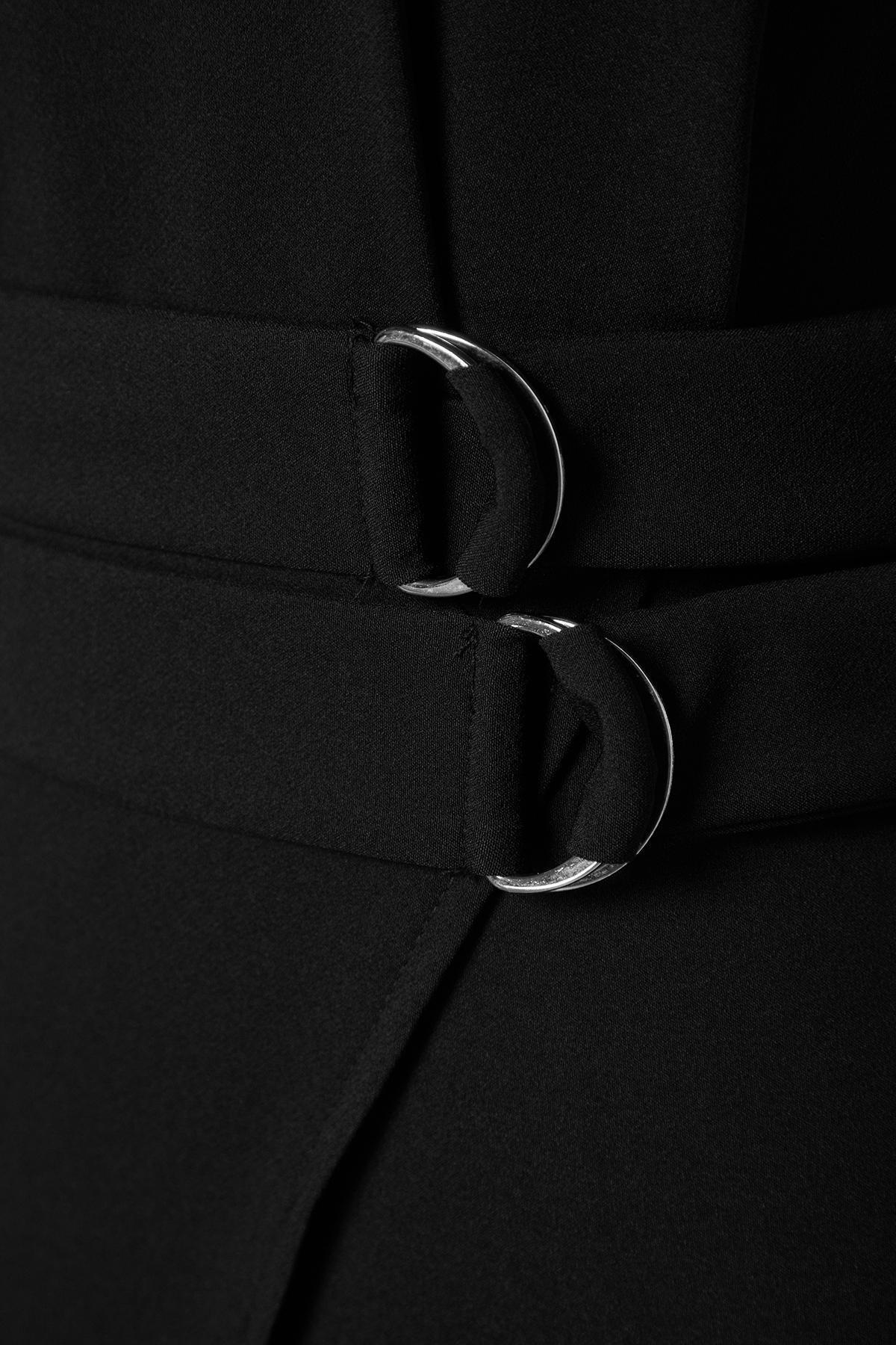 Black Collared A-Line Dress, , large image number 5