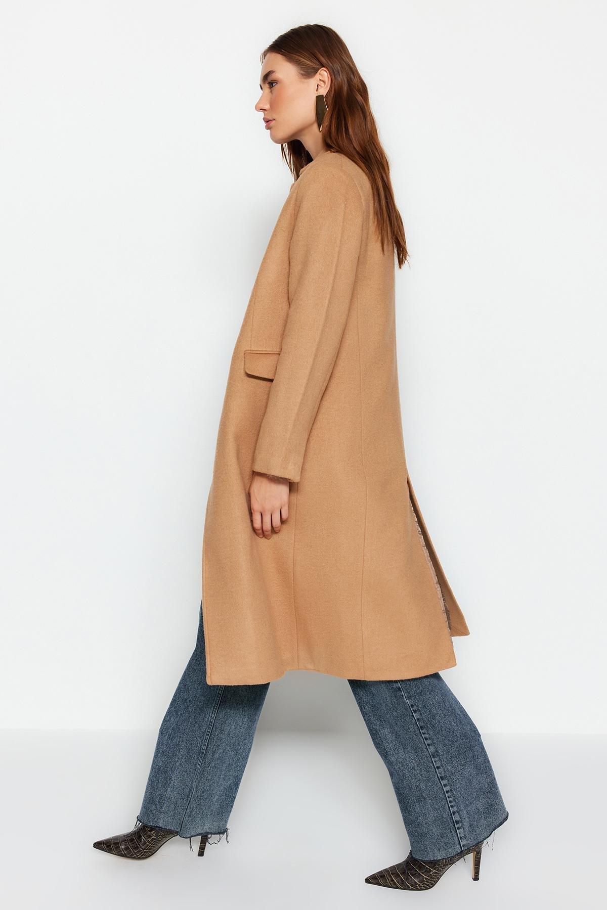 Beige Oversized Stuffed Coat, , large image number 1