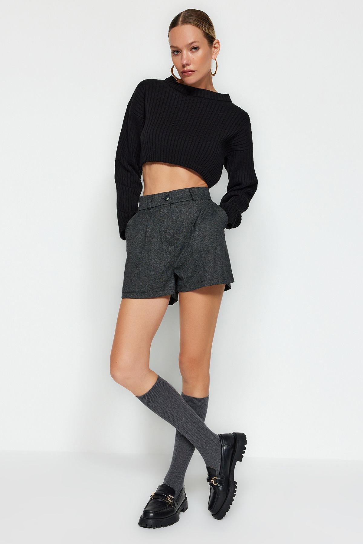 Anthracite Regular Fit Woven Shorts TWOAW24SR00060, , medium
