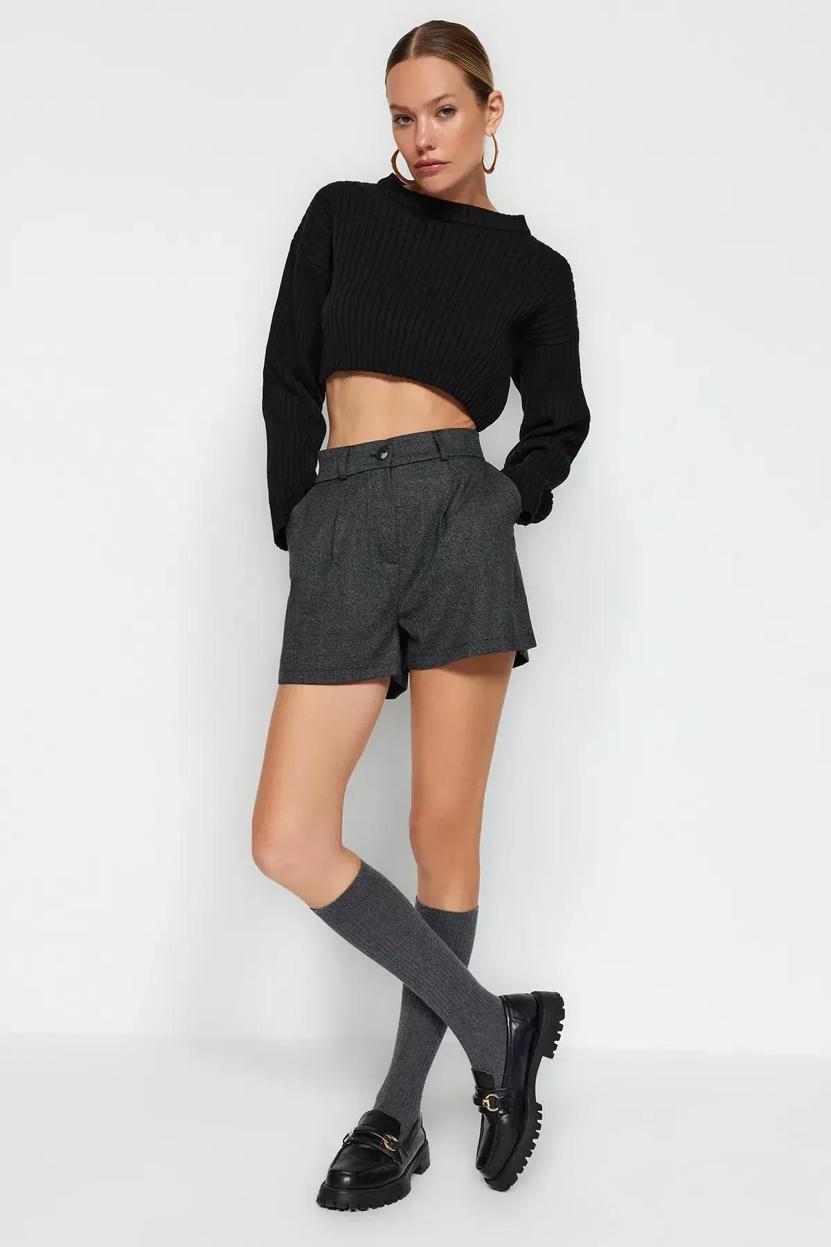 Anthracite Regular Fit Woven Shorts TWOAW24SR00060, , large image number 0