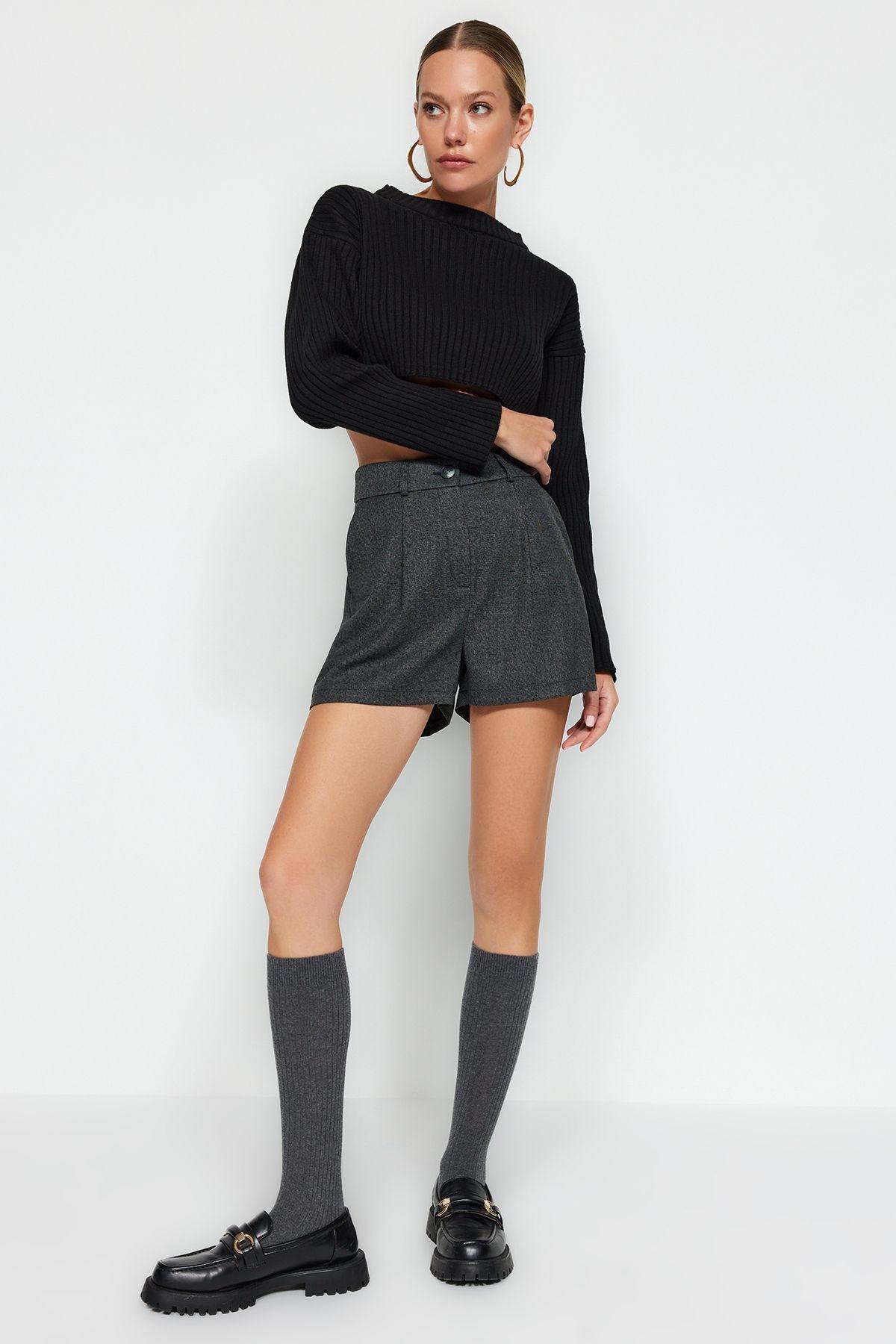 Anthracite Regular Fit Woven Shorts TWOAW24SR00060, , large image number 1