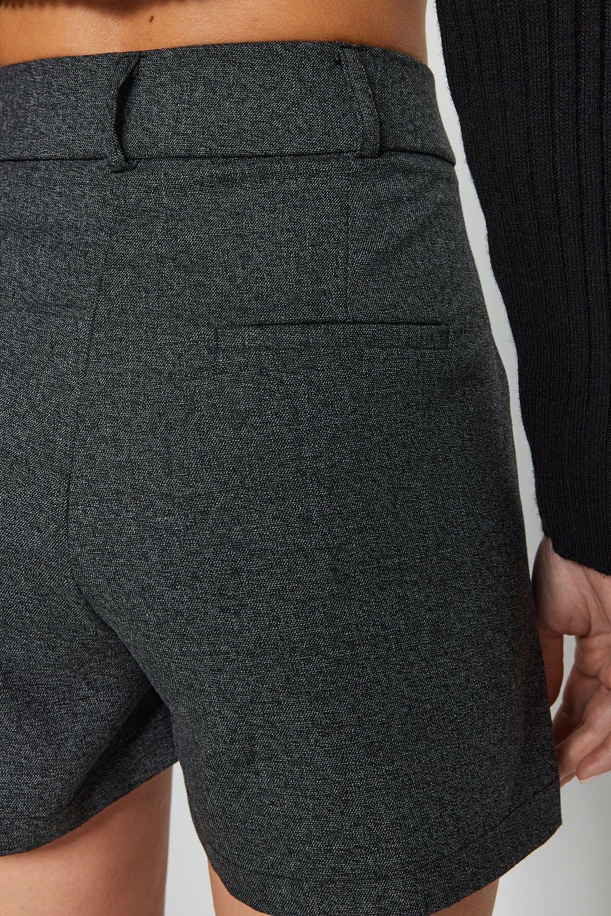 Anthracite Regular Fit Woven Shorts TWOAW24SR00060, , large image number 4