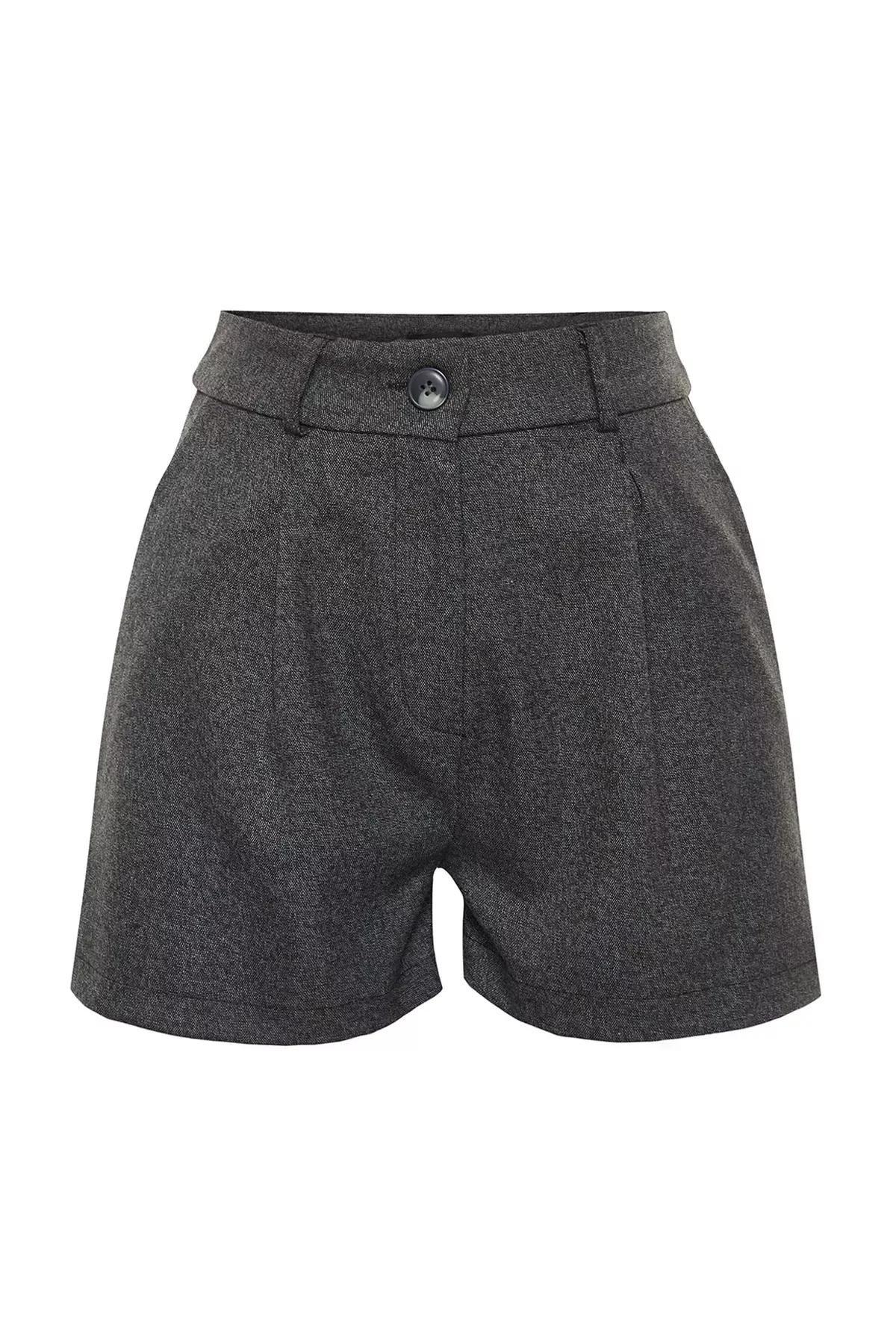 Anthracite Regular Fit Woven Shorts TWOAW24SR00060, Anthracite, large image number 5
