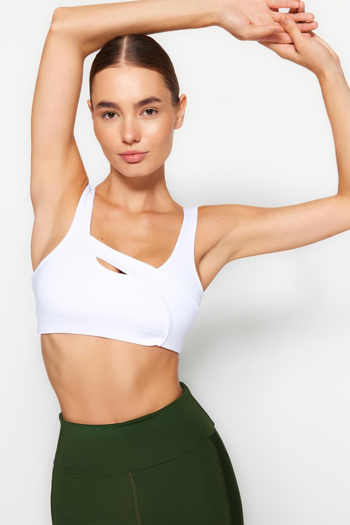 White Window Cut Detailed Sports Bra, , large image number 1