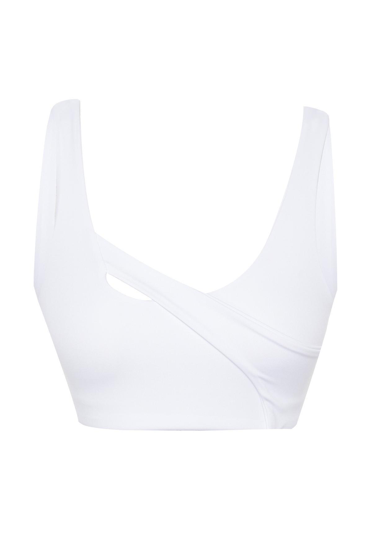 White Window Cut Detailed Sports Bra, , large image number 2