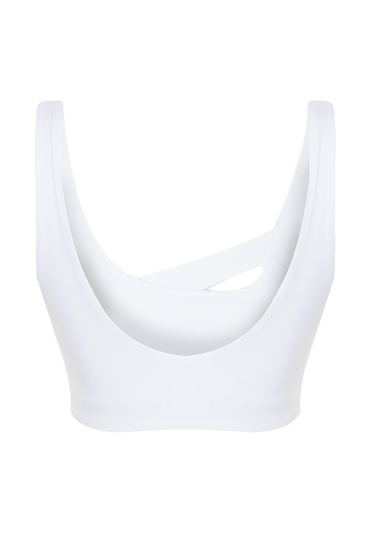 White Window Cut Detailed Sports Bra, , large image number 4