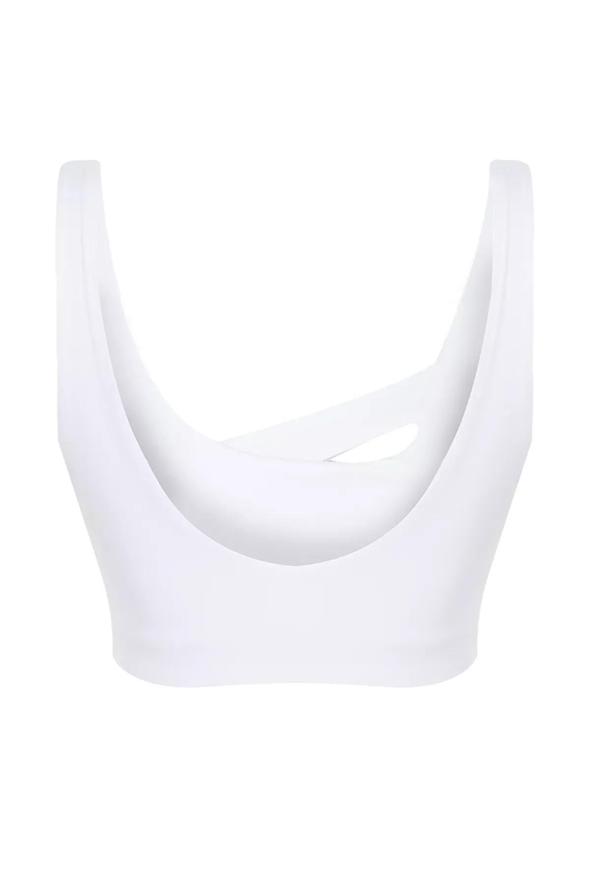 حمالة صدر رياضية بفتحة، أبيض, White, large image number 6